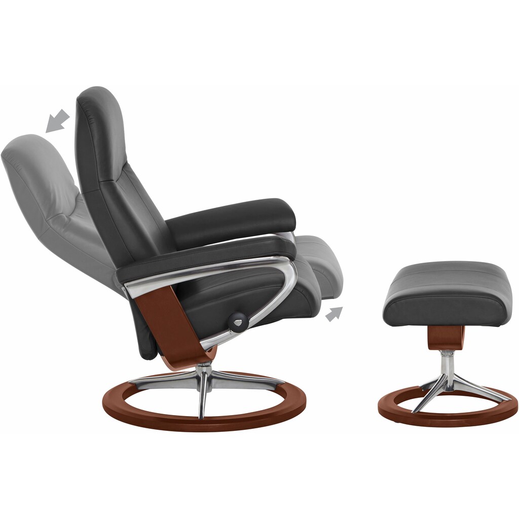 Stressless® Relaxsessel »Garda«, (Set, Relaxsessel mit Hocker), mit Hocker, mit Signature Base, Größe L, Gestell Braun