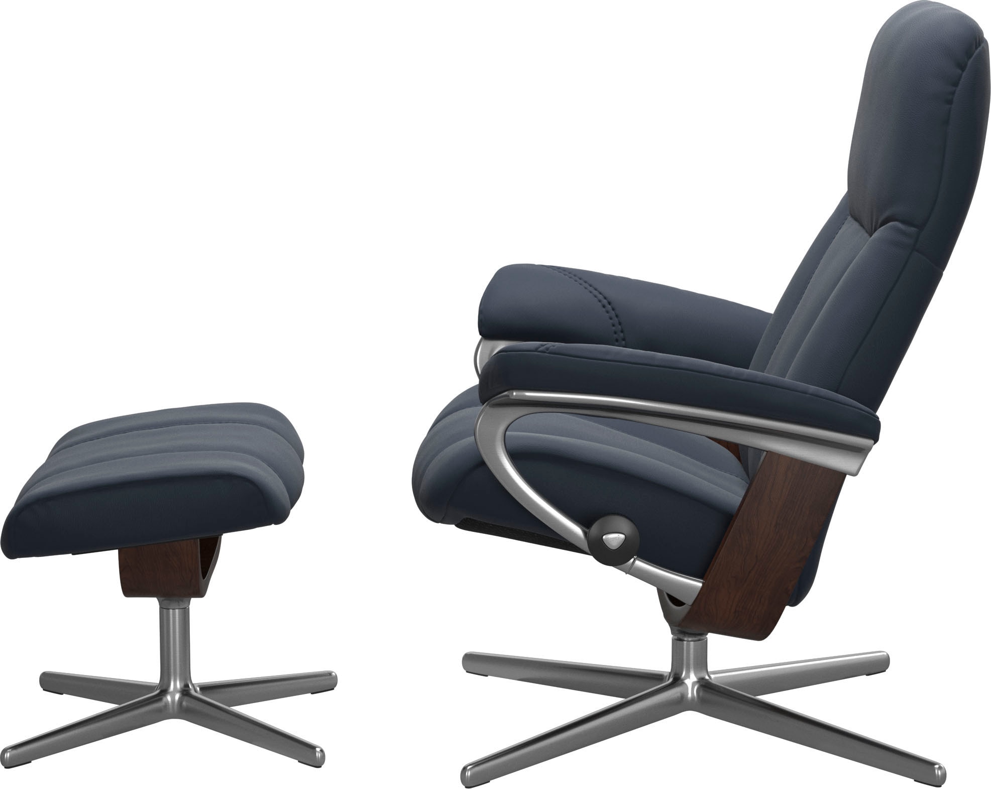 Stressless® Relaxsessel »Consul«, (Set, Relaxsessel mit Hocker), mit Hocker, mit Cross Base, Größe S, M & L, Holzakzent Braun