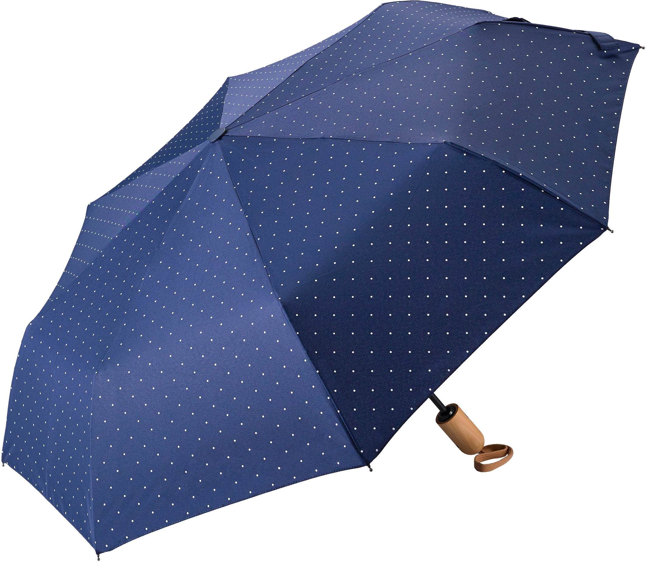 Taschenregenschirm »Umwelt-Taschenschirm, marine, Punkte weiß«, kompakte Größe,...