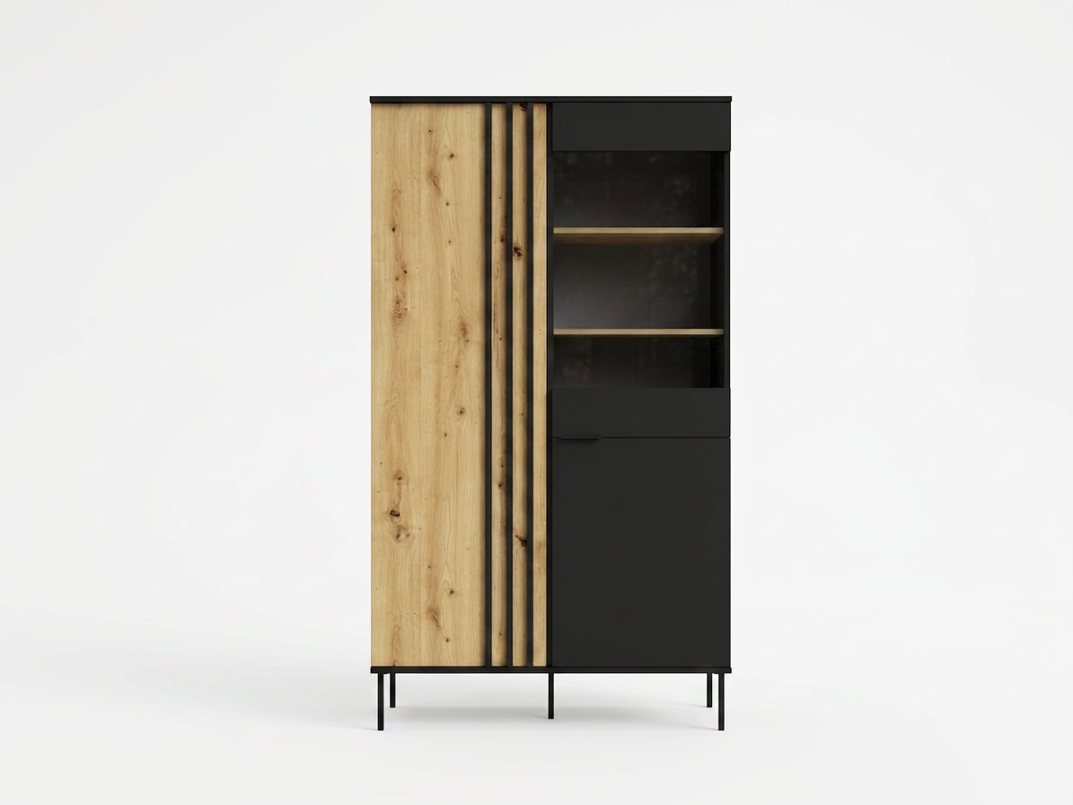 OTTO home Vitrine »AELLOR Vitrineschrank mit/ohne Beleuchtung, verglast, viel Stauraum« Standvitrine/Glasvitrine mit 2 Türen, 8 Einlegeböden, matt Hochschrank