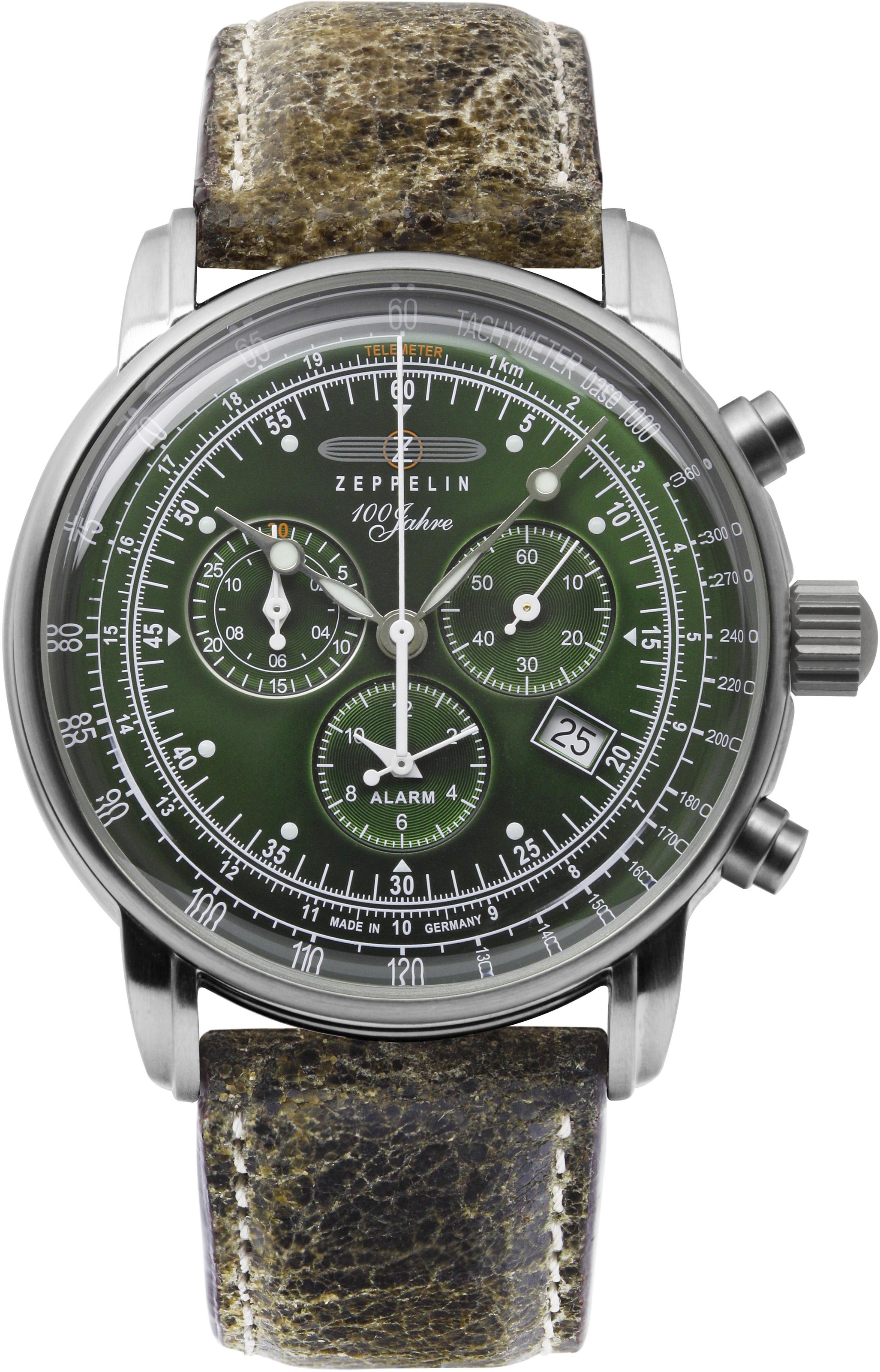 ZEPPELIN Chronograph »100 Jahre Zeppelin, 8680-4«, Armbanduhr, Quarzuhr, Herrenuhr, Datum, Stoppfunktion, Made in Germany