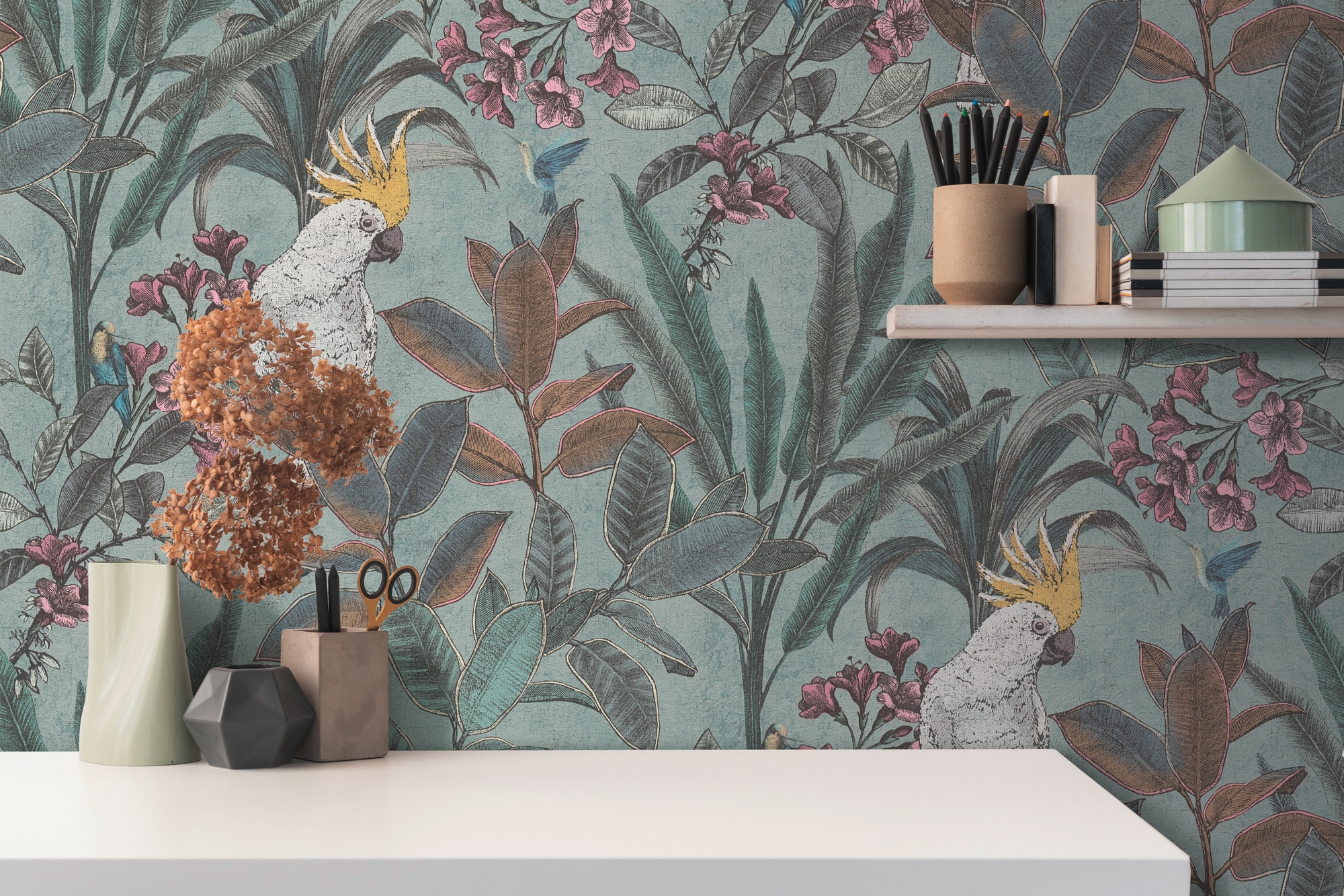 A.S. Création Vliestapete »PintWalls II Dschungel-Tapete Mustertapete Papagei Tiere«, matt, Vliestapete Tiere für Schlafzimmer Küche Wohnzimmer Dschungel Design