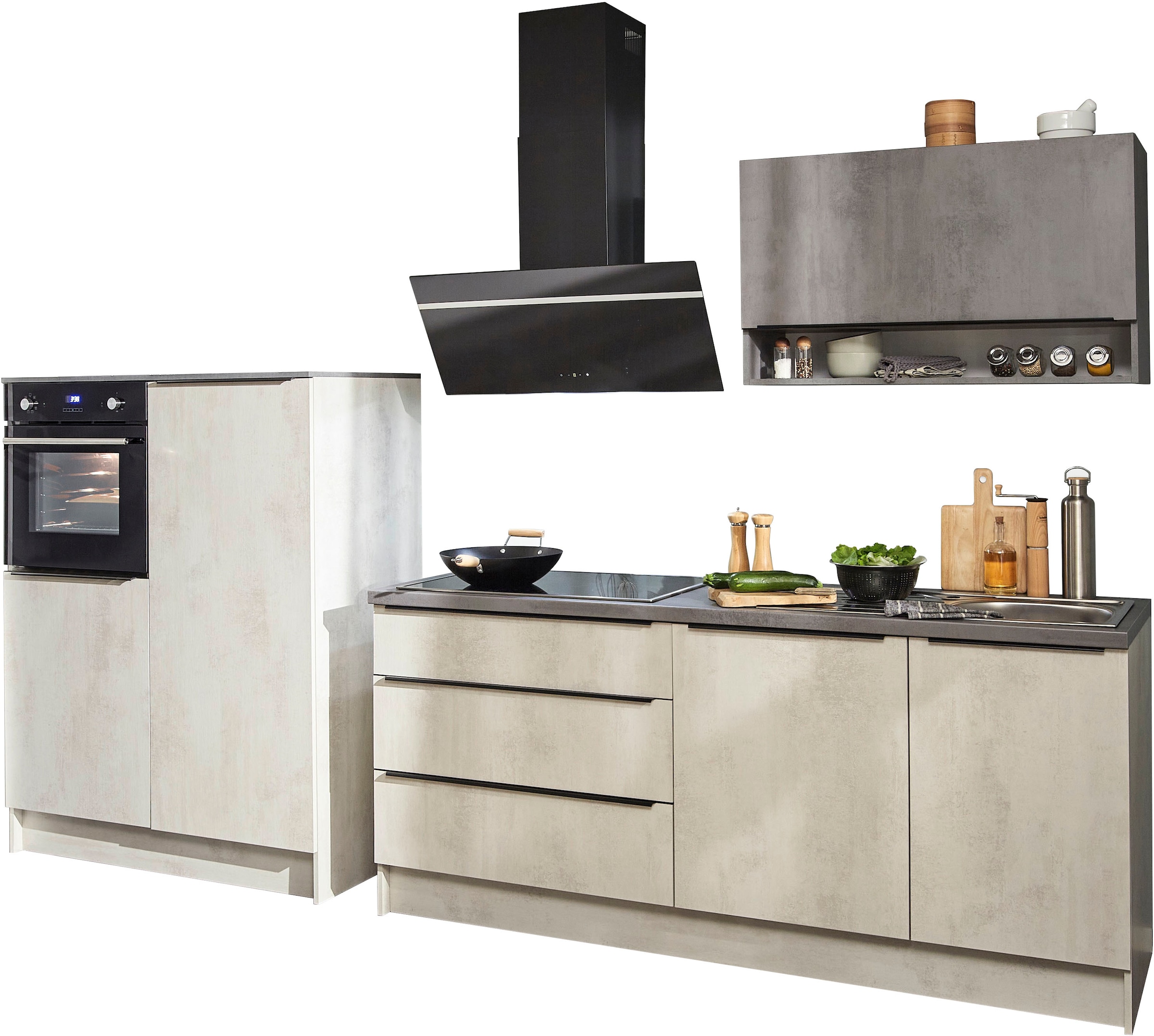 BASIC by Balculina Küchenzeile »Boston«, Breite 200 + 123 cm, wahlweise mit E-Geräten