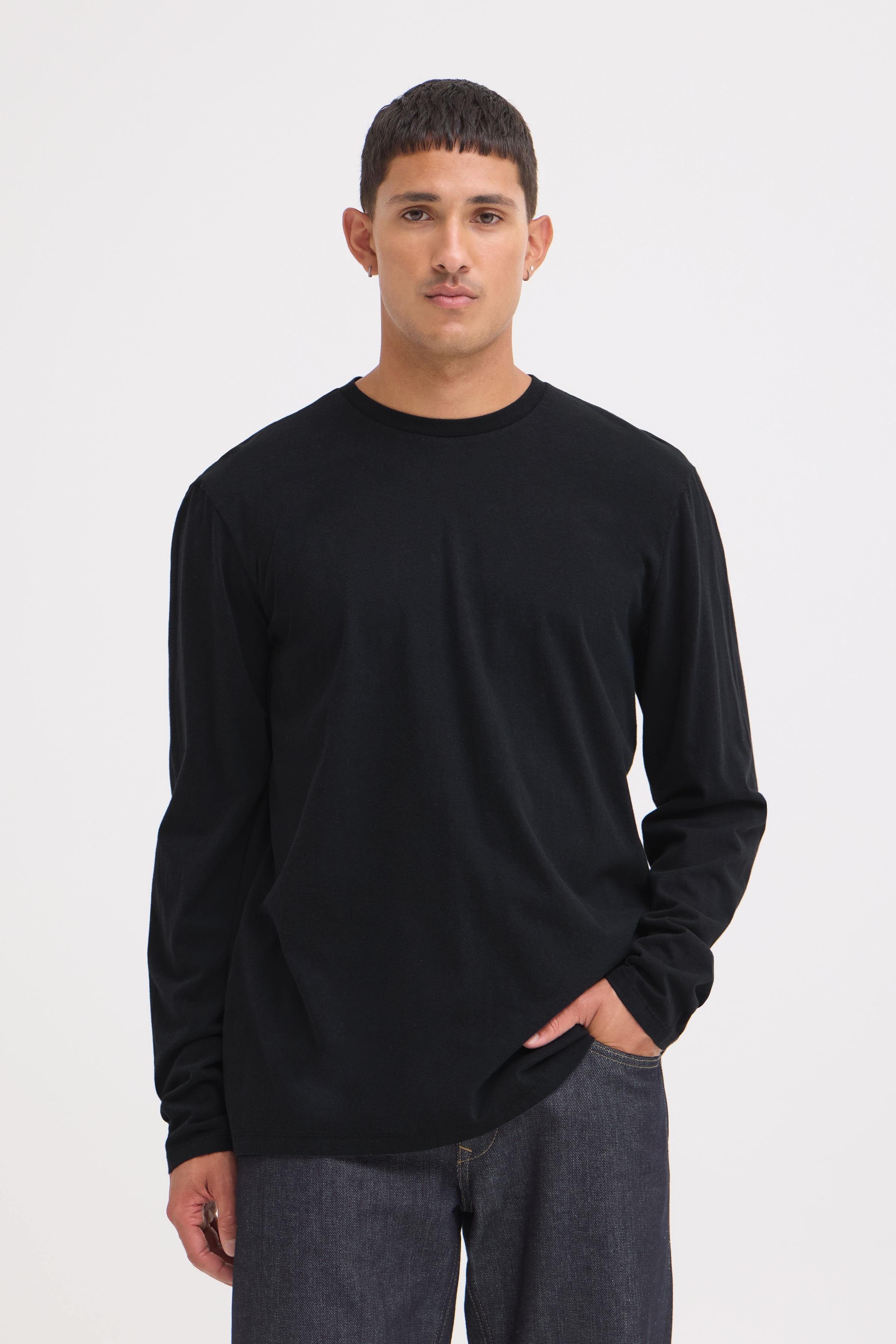 Blend Langarmshirt "BHKONSTANTIN L/S WASH O-NECK" Baumwolle, regular fit