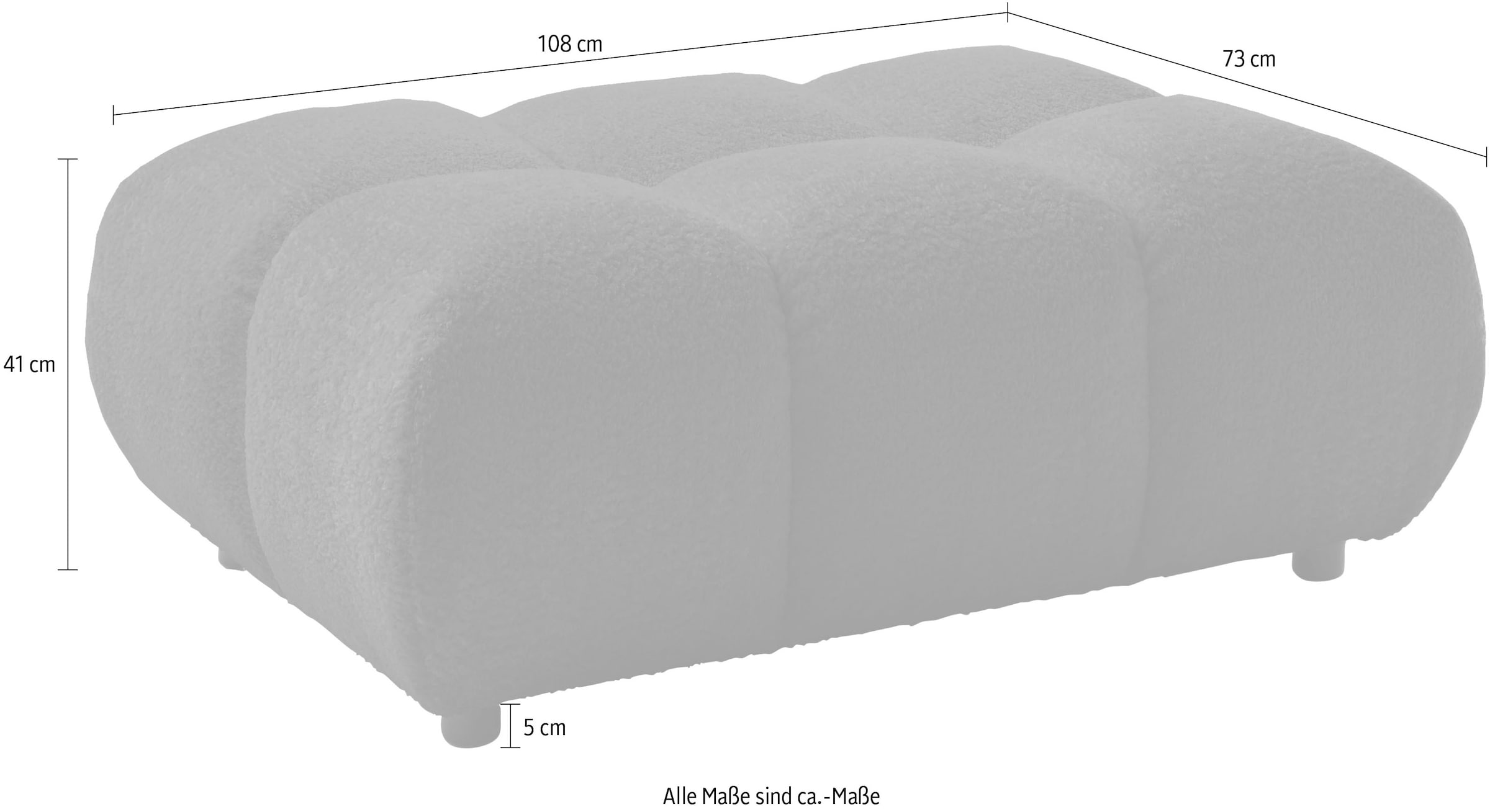 Home affaire Polsterhocker »Cozy Bubble, mit eleganter Steppung, weich gepolstert, 108x73 cm« 1 Stk. tlg. passend zum Sofa und dem drehbaren Sessel der Graceland-Serie