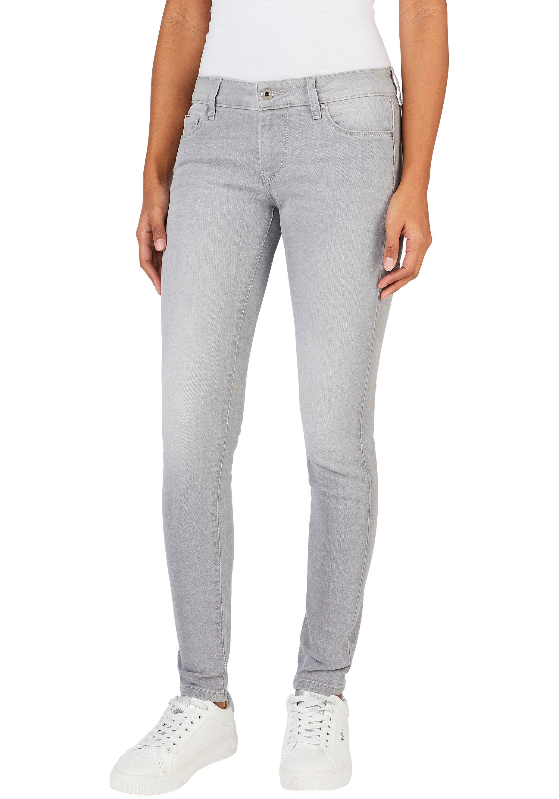 Pepe Jeans Skinny-fit-Jeans BAUR mit Bund 1-Knopf »SOHO«, 5-Pocket-Stil und | im bestellen Stretch-Anteil