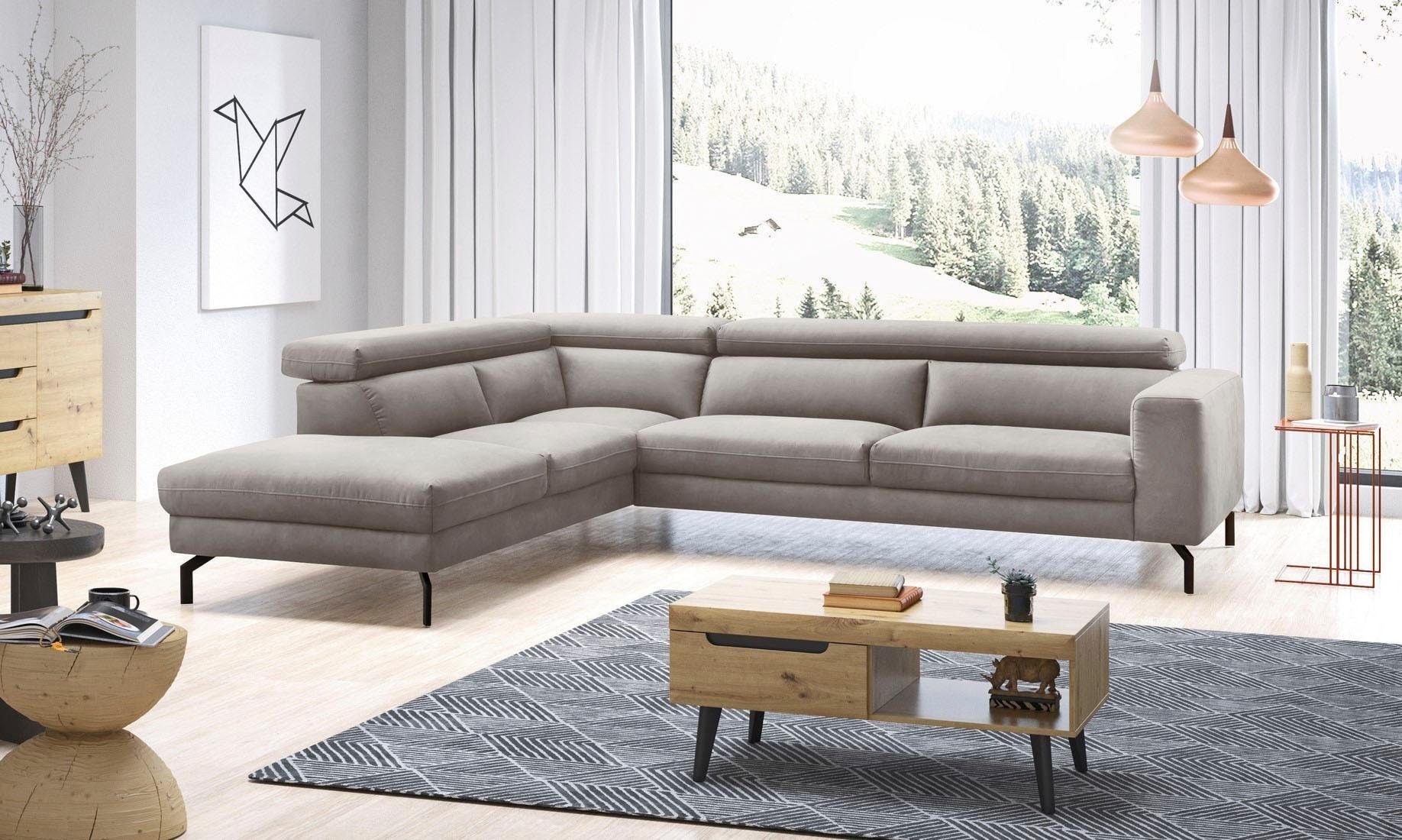 Places of Style Ecksofa »Olanta, L-Form«, mit verstellbaren Kopfstützen