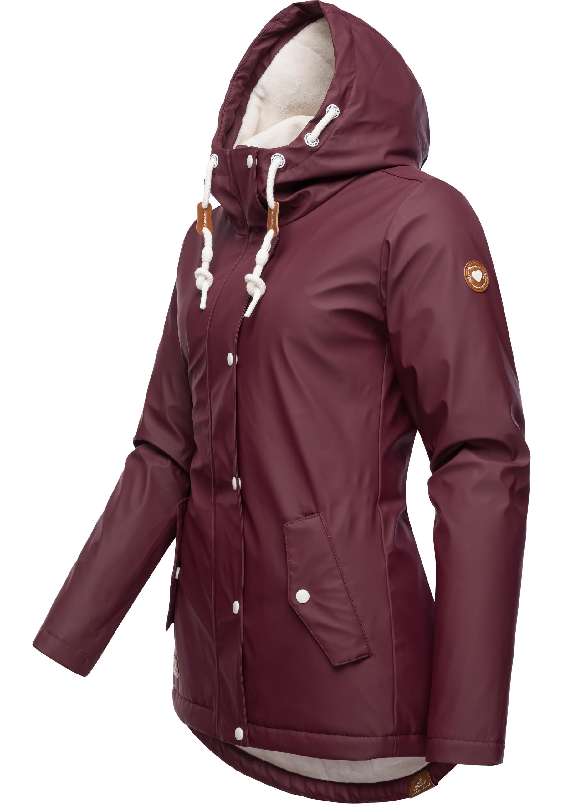 Ragwear Regenjacke »Marge«, mit Kapuze, warm gefütterter Damen Winter Regenmantel
