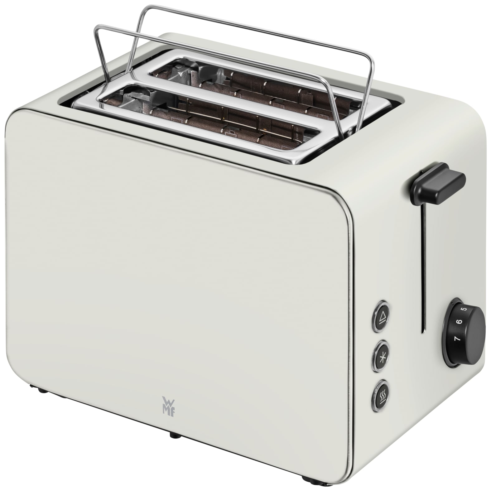 WMF Toaster »Stelio Paper Grey, Doppelschlitz Toaster mit Brötchenaufsatz«, 2 kurze Schlitze, für 2 Scheiben, 1050 W, 7 Bräunungsstufen, Brotzentrierung, Krümelschublade, Cromargan Gehäuse