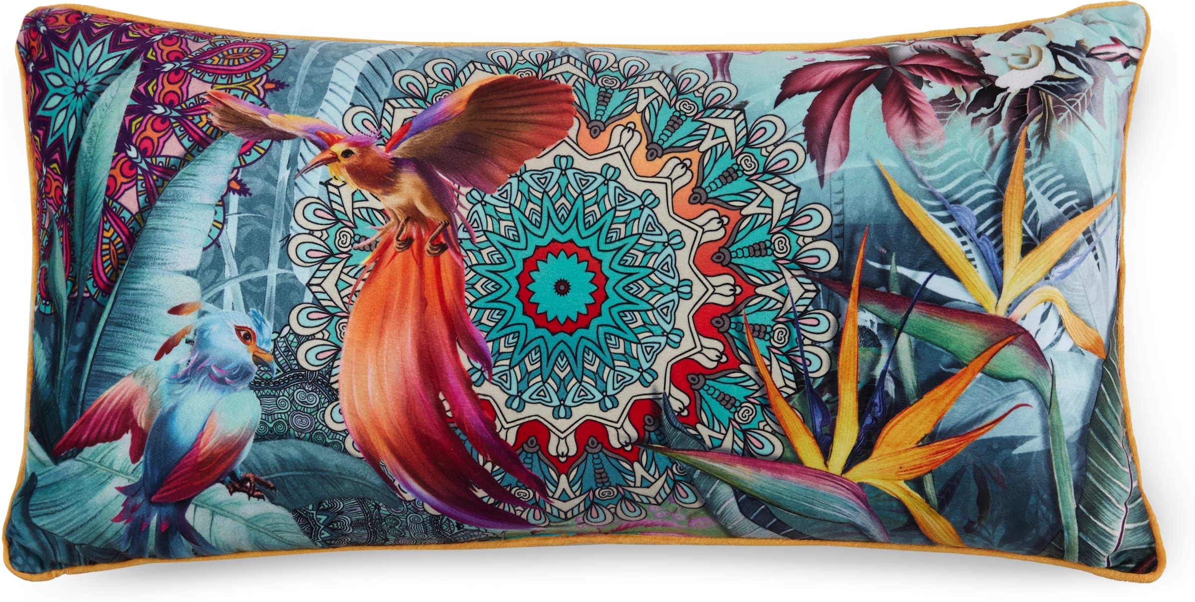 hip Dekokissen »Lovise«, Mit Füllung, 1 Stück, Biese, 30x60, Wendeoptik, Weich, Mandala, Petrol