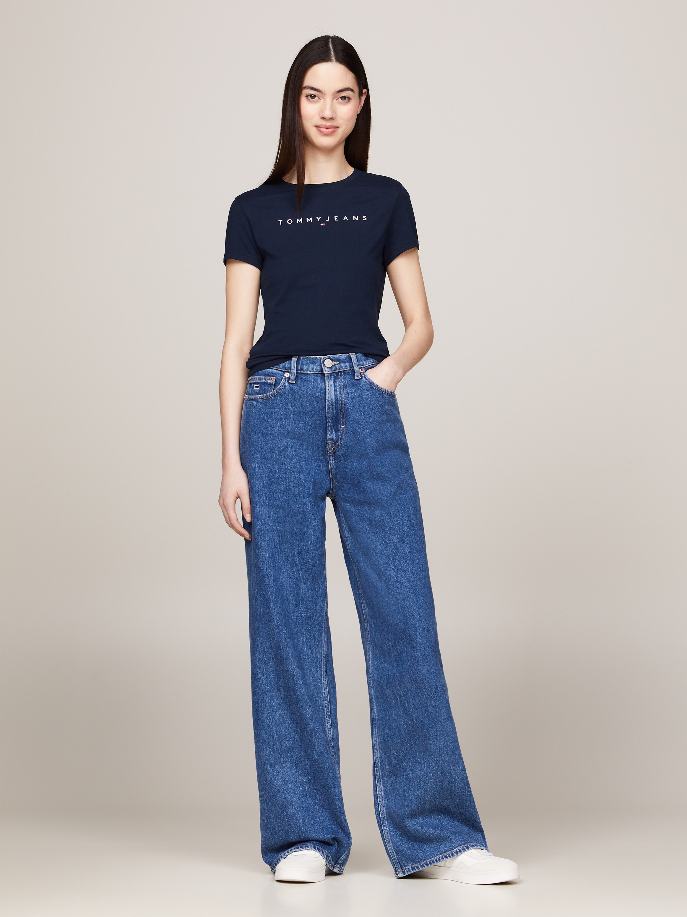 Tommy Jeans T-Shirt »TJW SLIM LINEAR TEE EXT«, mit Logo-Schriftzug