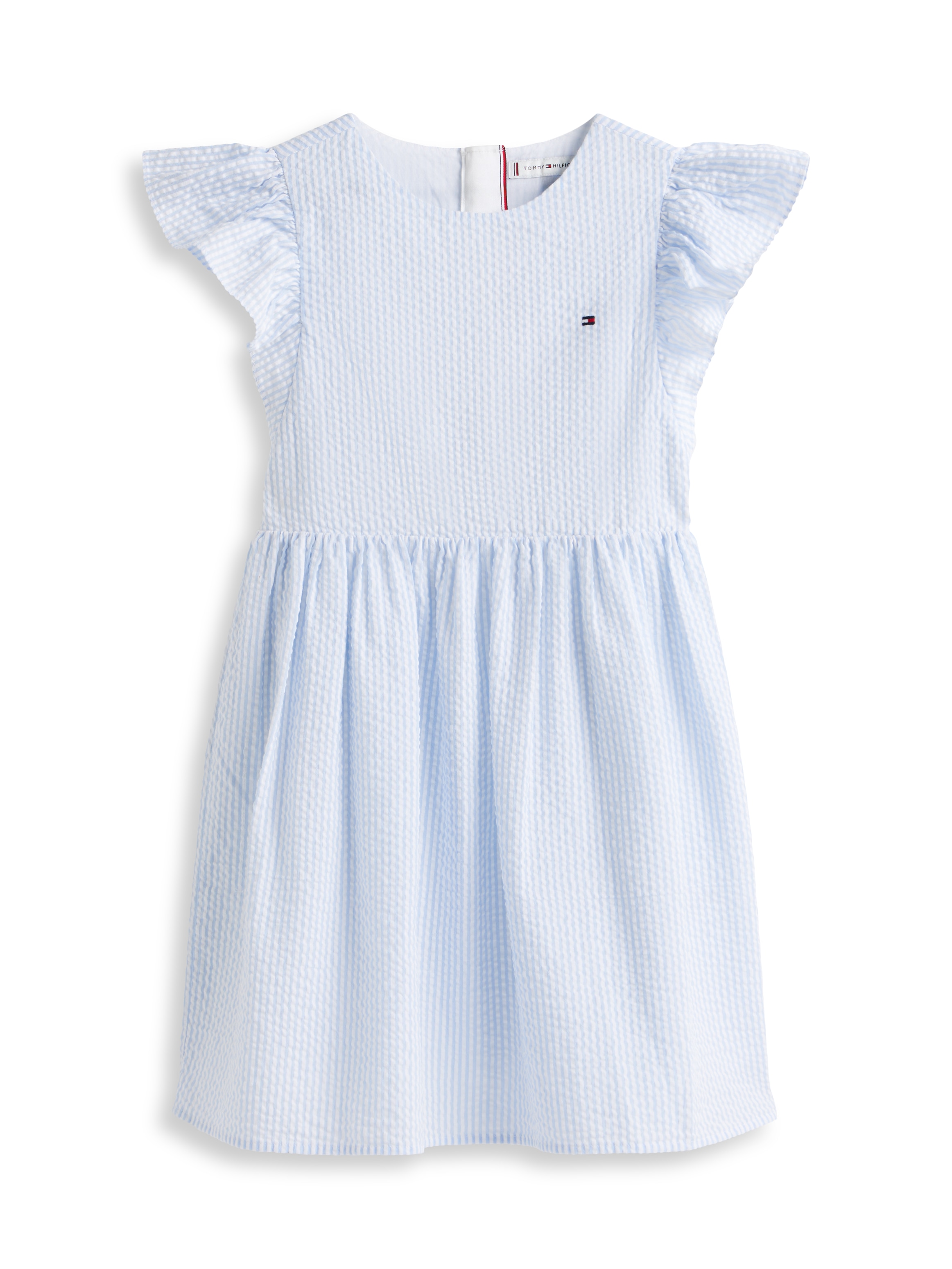 Tommy Hilfiger Sommerkleid »SEERSUCKER DRESS SHORT SLEEVE« Kinder bis 16 Jahre, Rüschenärmel