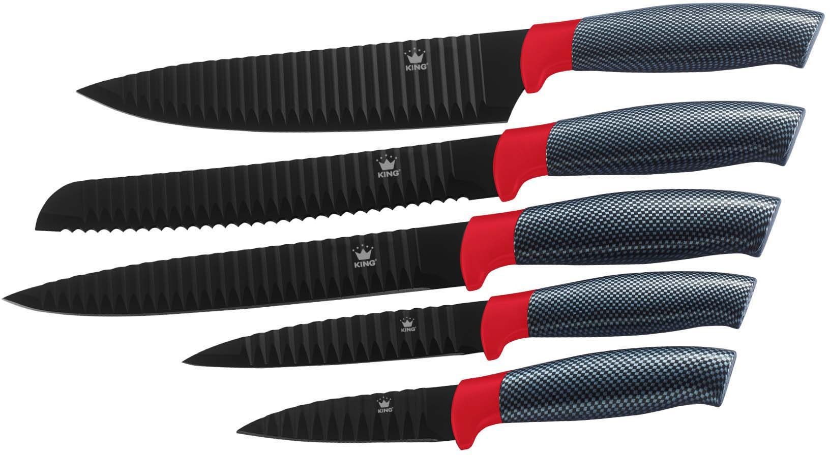 KING Messerblock »Carbon Optic«, 9 tlg., inkl. 3-teiligem Dosen-Set