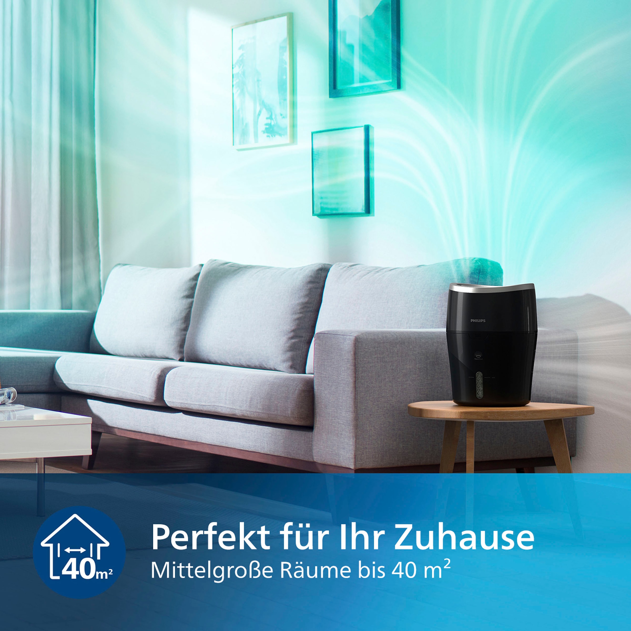 Philips Luftbefeuchter »HU4814/10 2000 Serie«, 2 l Wassertank, für 40 m² Räume, mit NanoCloud-Technologie