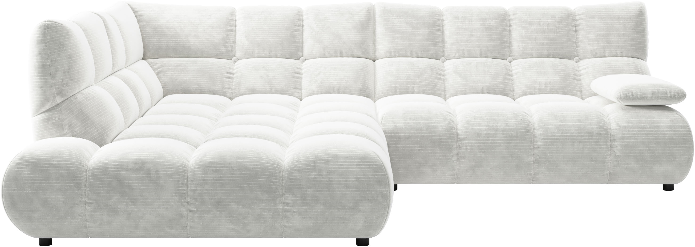 Home affaire Ecksofa "Cozy Bubble, mit klappbarer Armlehne, Breite 289 cm" mit eleganter Steppung, Rundumbezug & weicher Polsterung