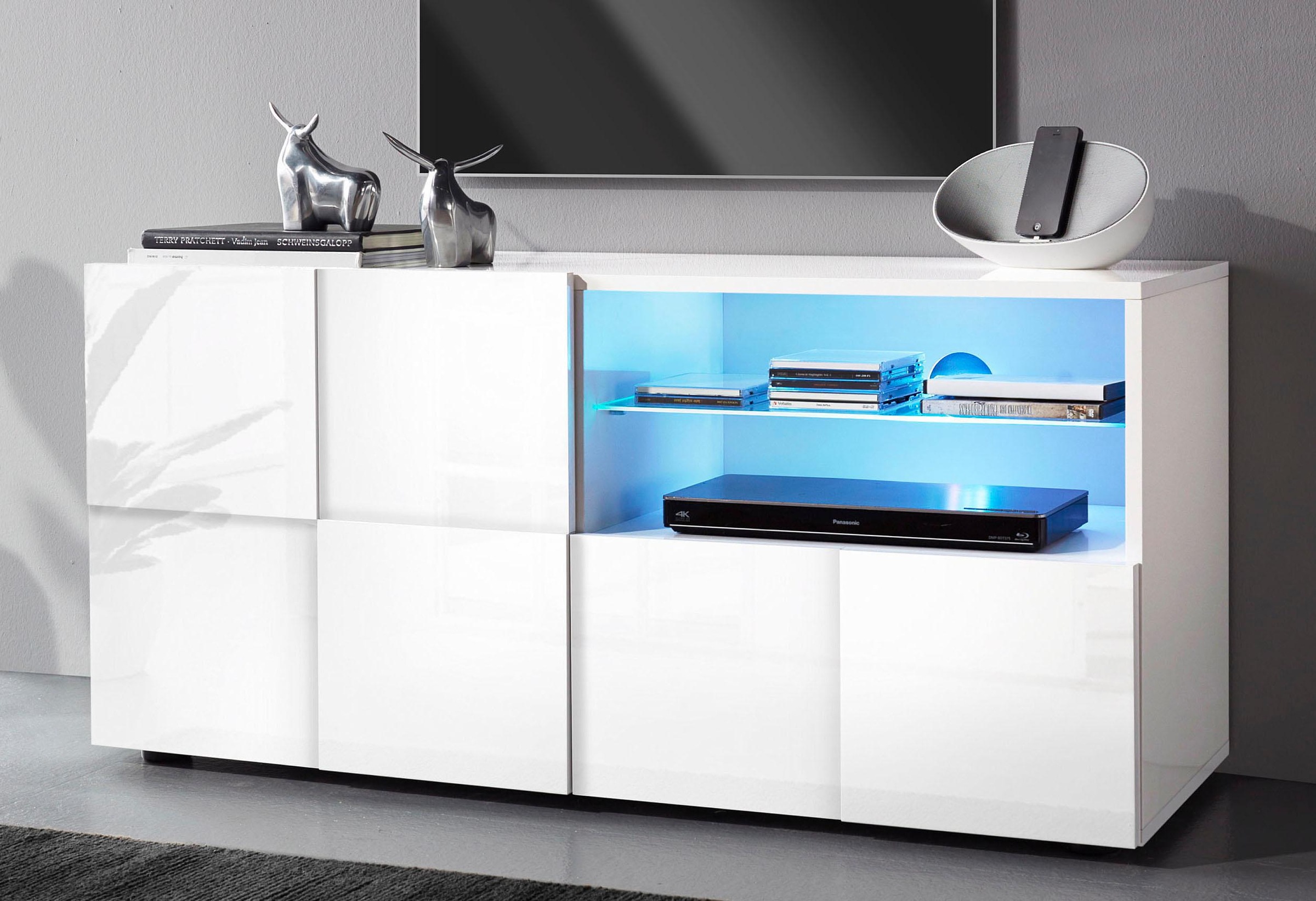 INOSIGN Lowboard »Dama Breite 121 cm, TV-Board 1 Tür, 1 Schubkasten, TV-Schrank«, Front in 3D-Optik, grifflos, verschiedene Farben