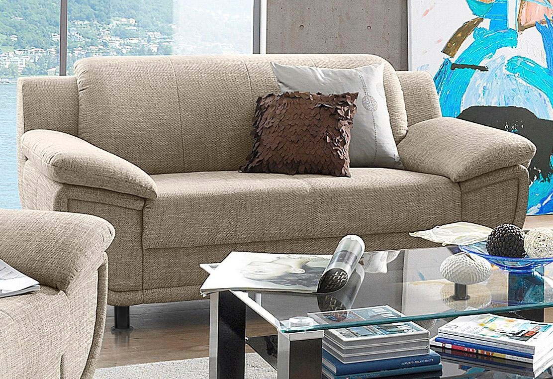 TRENDMANUFAKTUR 2-Sitzer "Rondo, Breite 178 cm, breite Armlehnen, Füße schwarz" Couch wahlweise mit Federkern und in verschiedenen Bezügen bestellbar