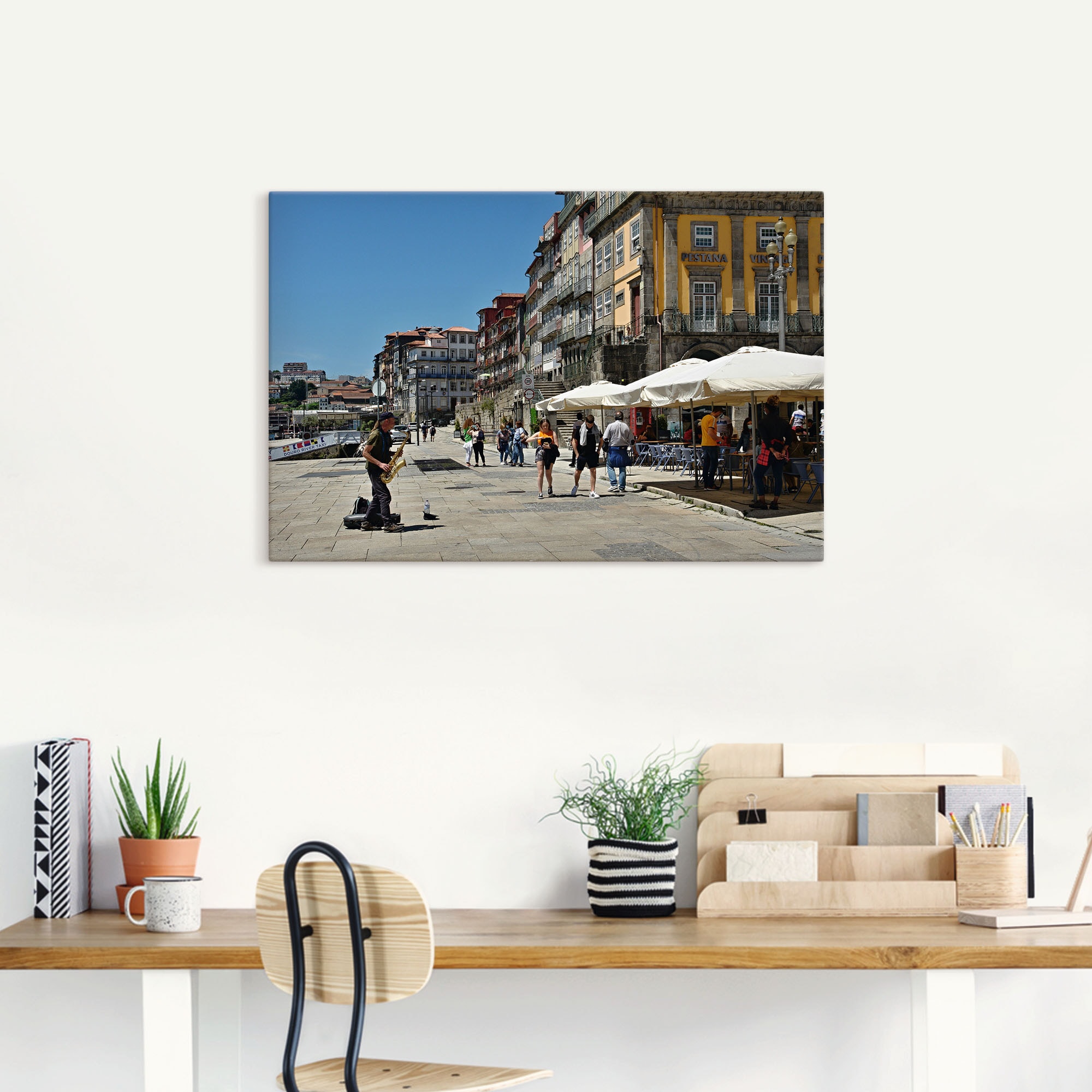 Artland Leinwandbild »Porto - Zona Ribeira - Portugal«, Bilder von Europa, (1 St.), auf Keilrahmen gespannt