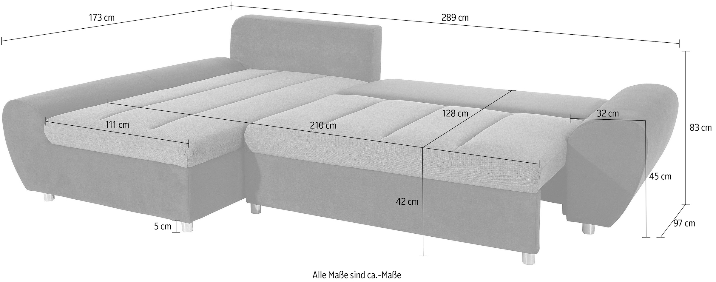 sit&more Ecksofa »Bandos L-Form«, in 2 unterschiedlichen Größen, wahlweise mit Bettfunktion