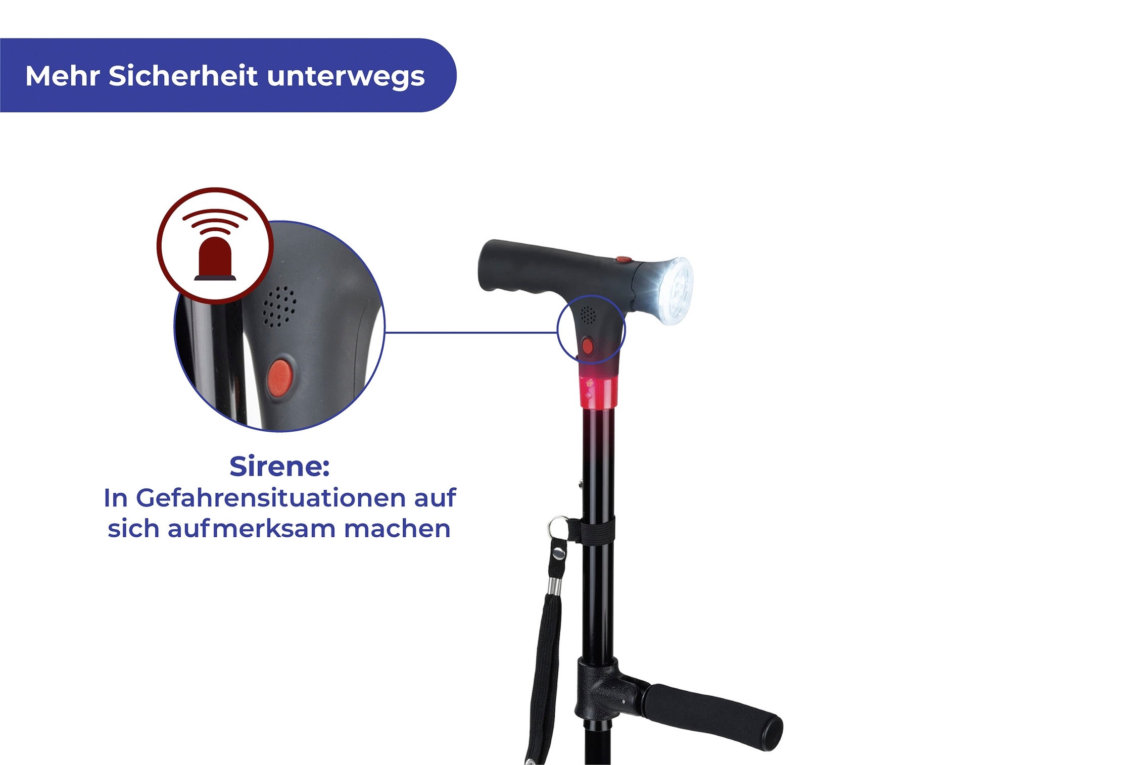 Thumbnail - Maximex Gehstock "LED Geh- und Aufstehhilfe" höhenverstellbar