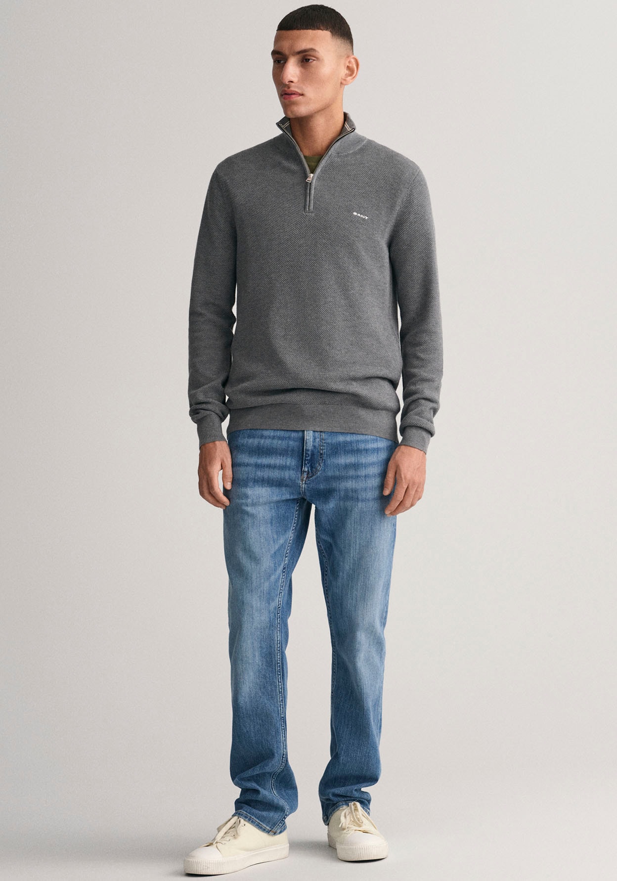 Gant Troyer »COTTON PIQUE HALF ZIP«, mit Piqué-Struktur