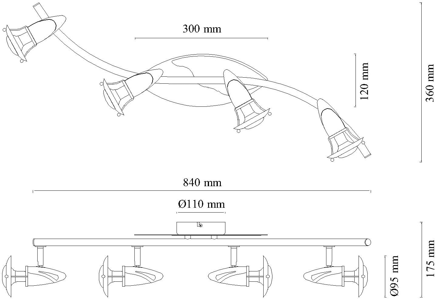 GLOBO LIGHTING Deckenstrahler »LORD«, Leuchtmittel E14 | ohne Leuchtmittel, Deckenspot/Chromring/Wohnzimmer/Flur/LxBxH: 840x120x175mm