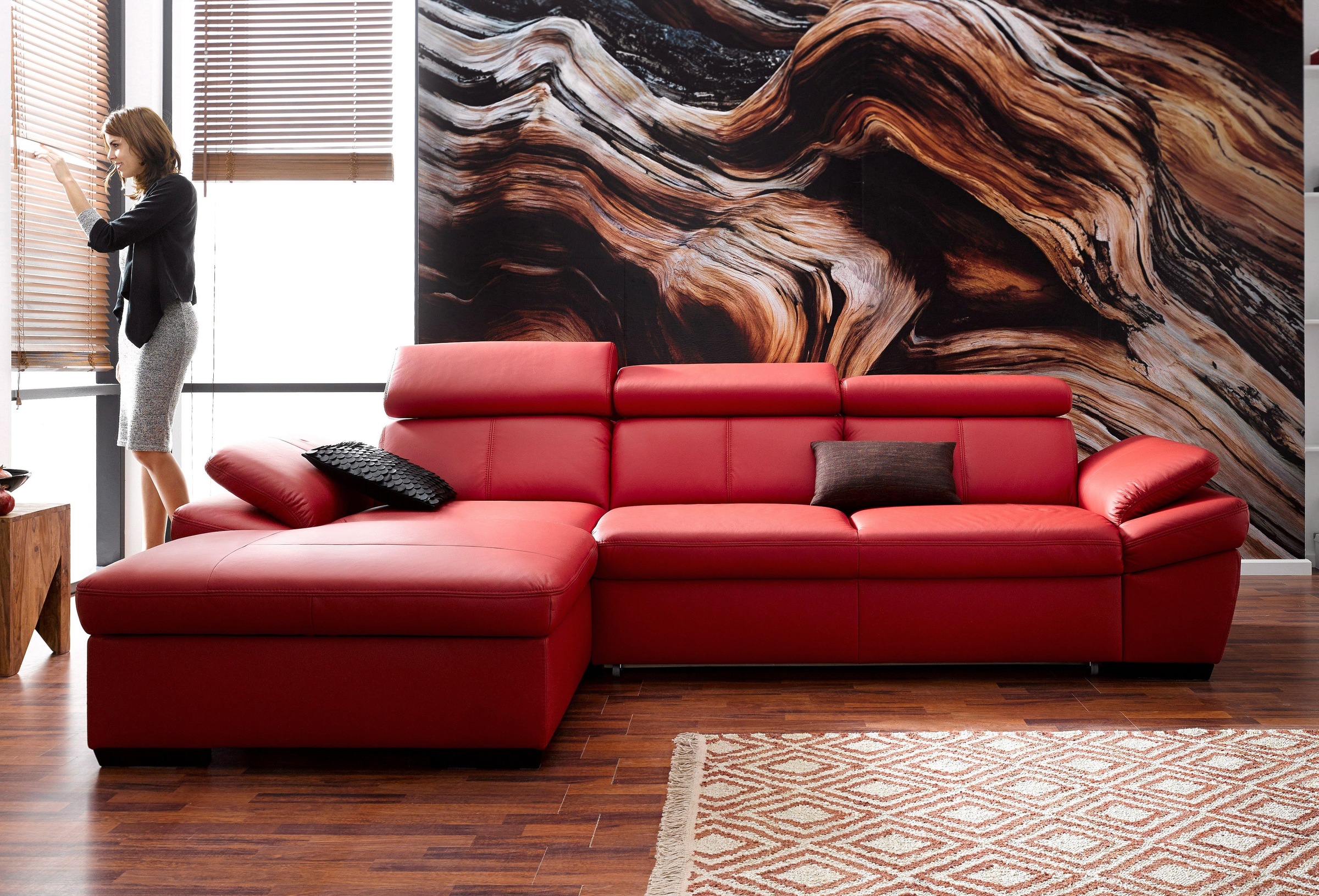 exxpo - sofa fashion Ecksofa »Salerno, klassisch modernes Funktionssofa, hoher Sitzkomfort, L-Form«, inkl. Kopf- und Armteilverstellung, wahlweise mit Bettfunktion