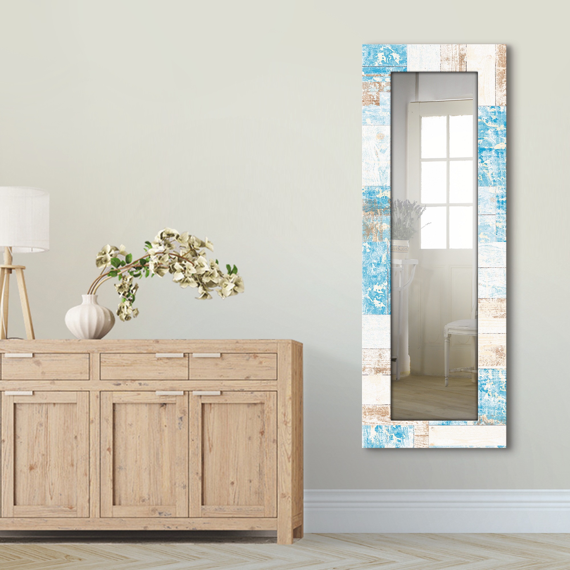 Artland Dekospiegel »Maritimes Holz«, gerahmter Ganzkörperspiegel, Wandspiegel, mit Motivrahmen, Landhaus