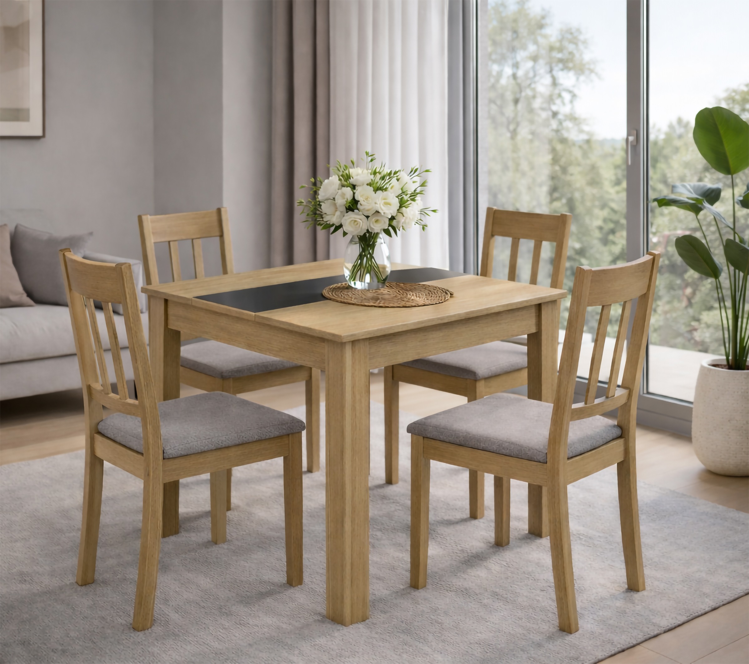 VCM Disalo Dining Table Honey Oak/Anthracite 80x80x75cm 2
