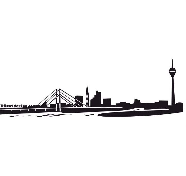 Wall-Art Wandtattoo »XXL Stadt Skyline Düsseldorf 80cm«, (1 St.), selbstklebend, entfernbar