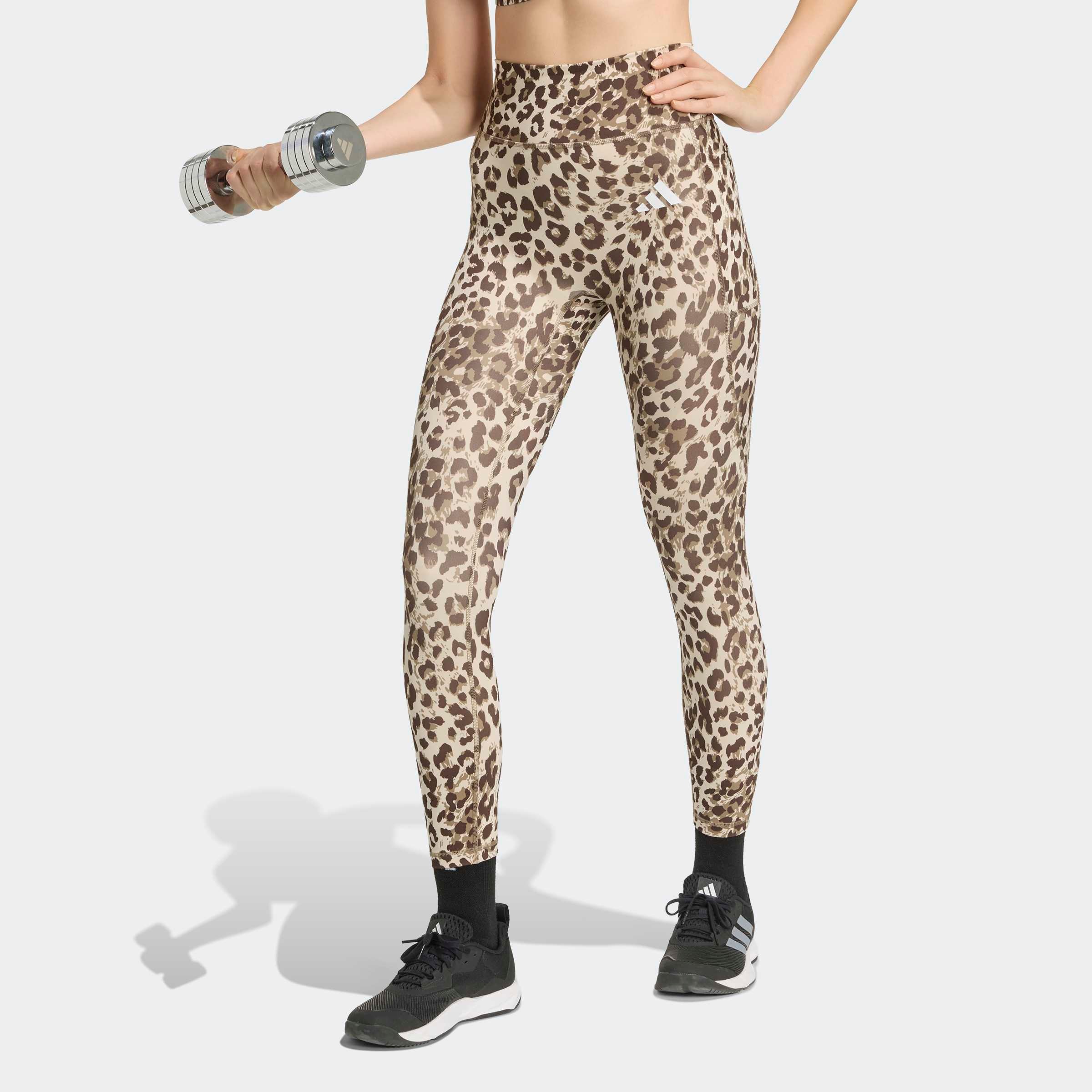 adidas Performance Trainingstights "OPTIME ESSENTIALS 3-STREIFEN LEOPARD 7/8 LEGGINGS"