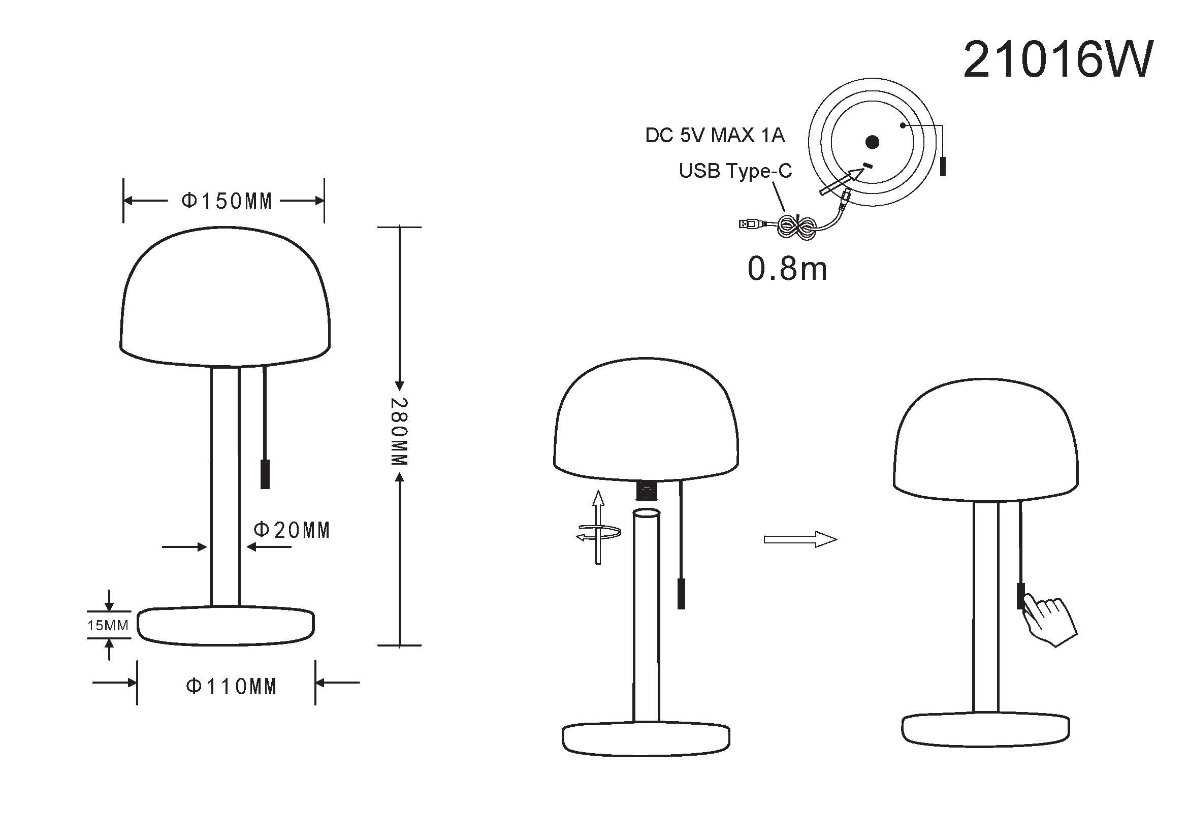 GLOBO LIGHTING LED Tischleuchte »NORMAN«, LED fest integriert, CCT-Funktion von warmen 3000 K bis kühleren 6000 K