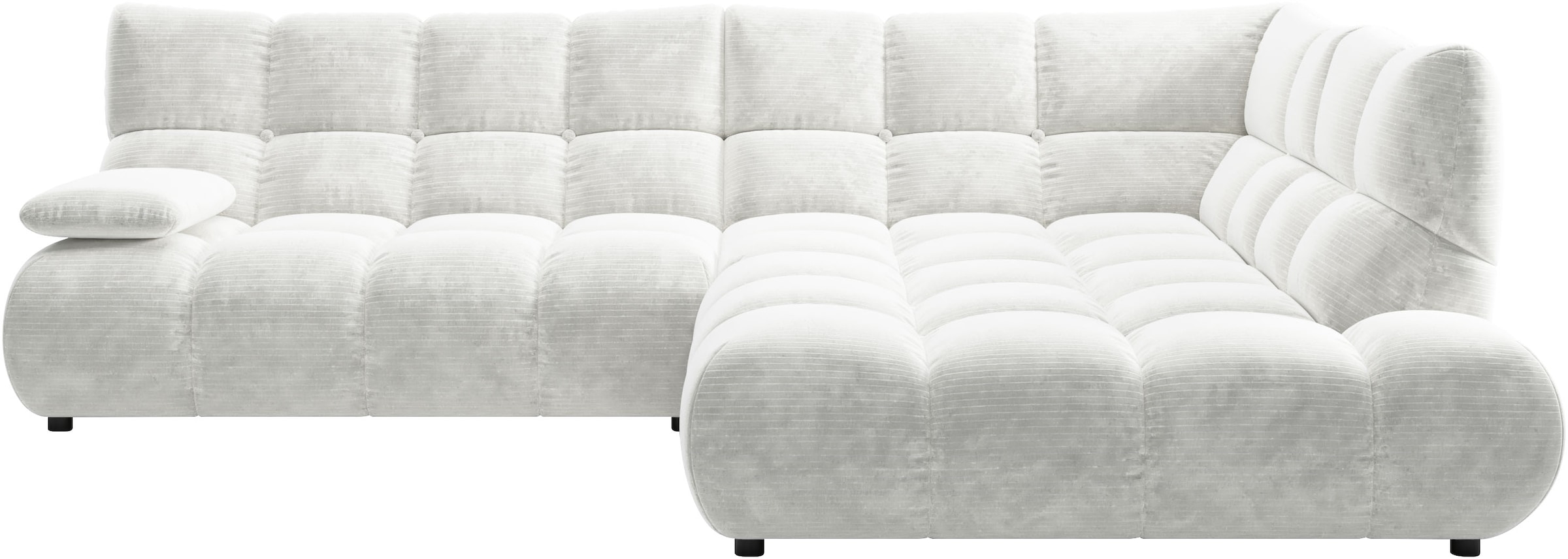 Home affaire Ecksofa "Cozy Bubble, mit klappbarer Armlehne, Breite 289 cm" mit eleganter Steppung, Rundumbezug & weicher Polsterung