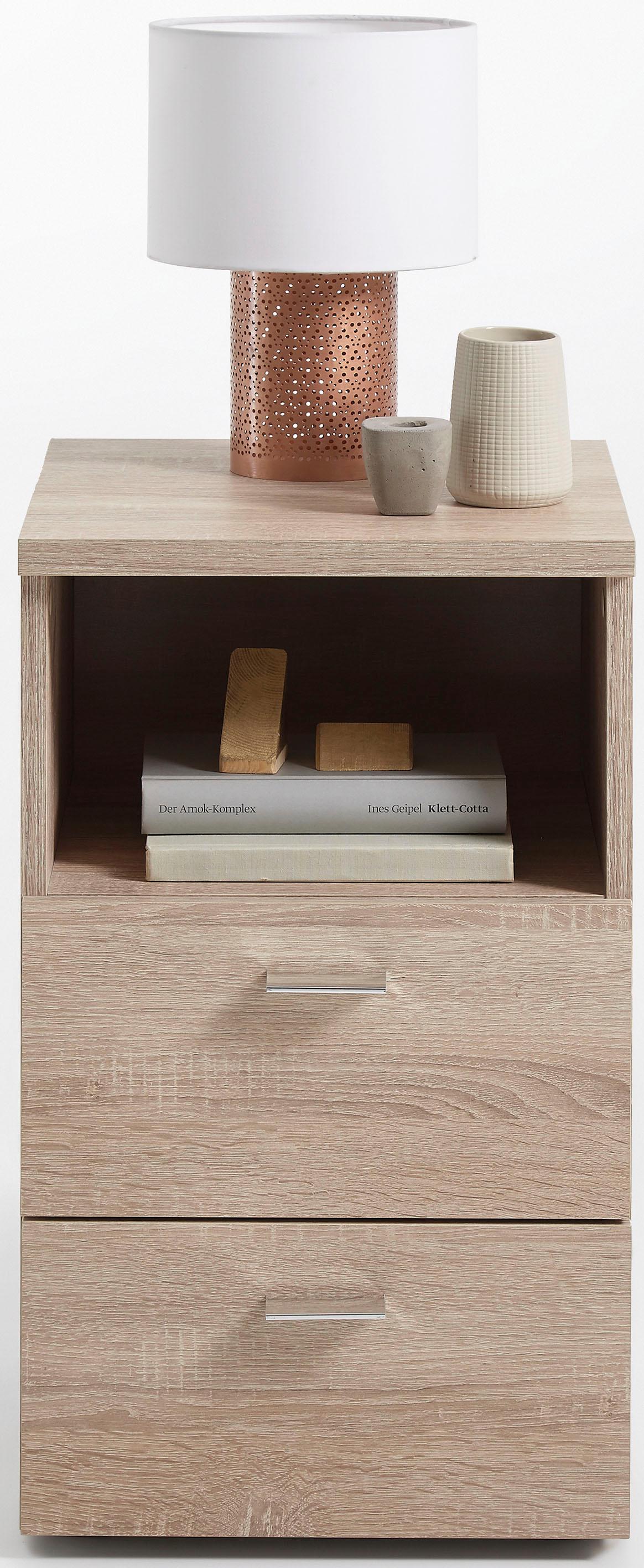 Thumbnail - FMD Nachtkonsole "Suva" Nachttisch m. 2 Schubkästen und offenem Fach