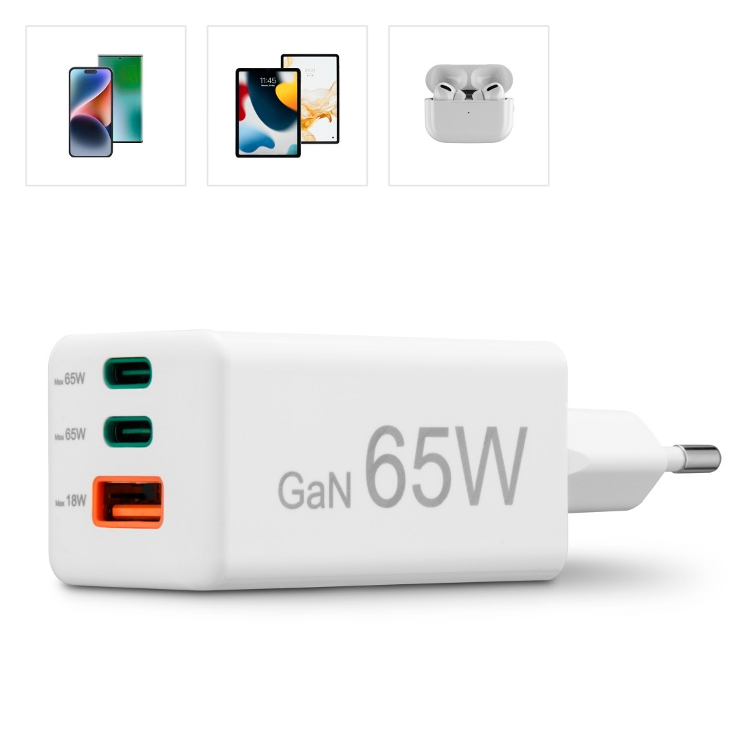 Hama Schnelllade-Gerät »USB-Ladegerät (Schnellladegerät, Netzteil, 2x USB-C, 1x USB-A, 65 W)«, (1 St.)
