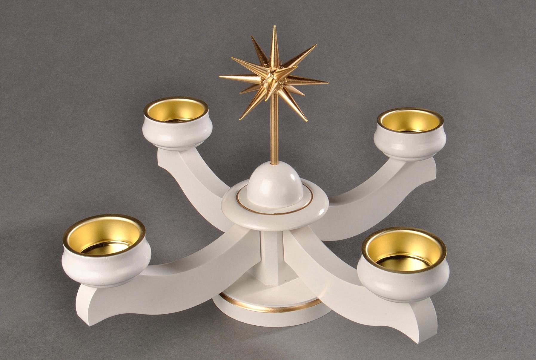 Albin Preissler Adventsleuchter "Weihnachtsstern, Handwerkskunst aus dem Erzgebirge" Ø 22 cm, aus Buchenholz