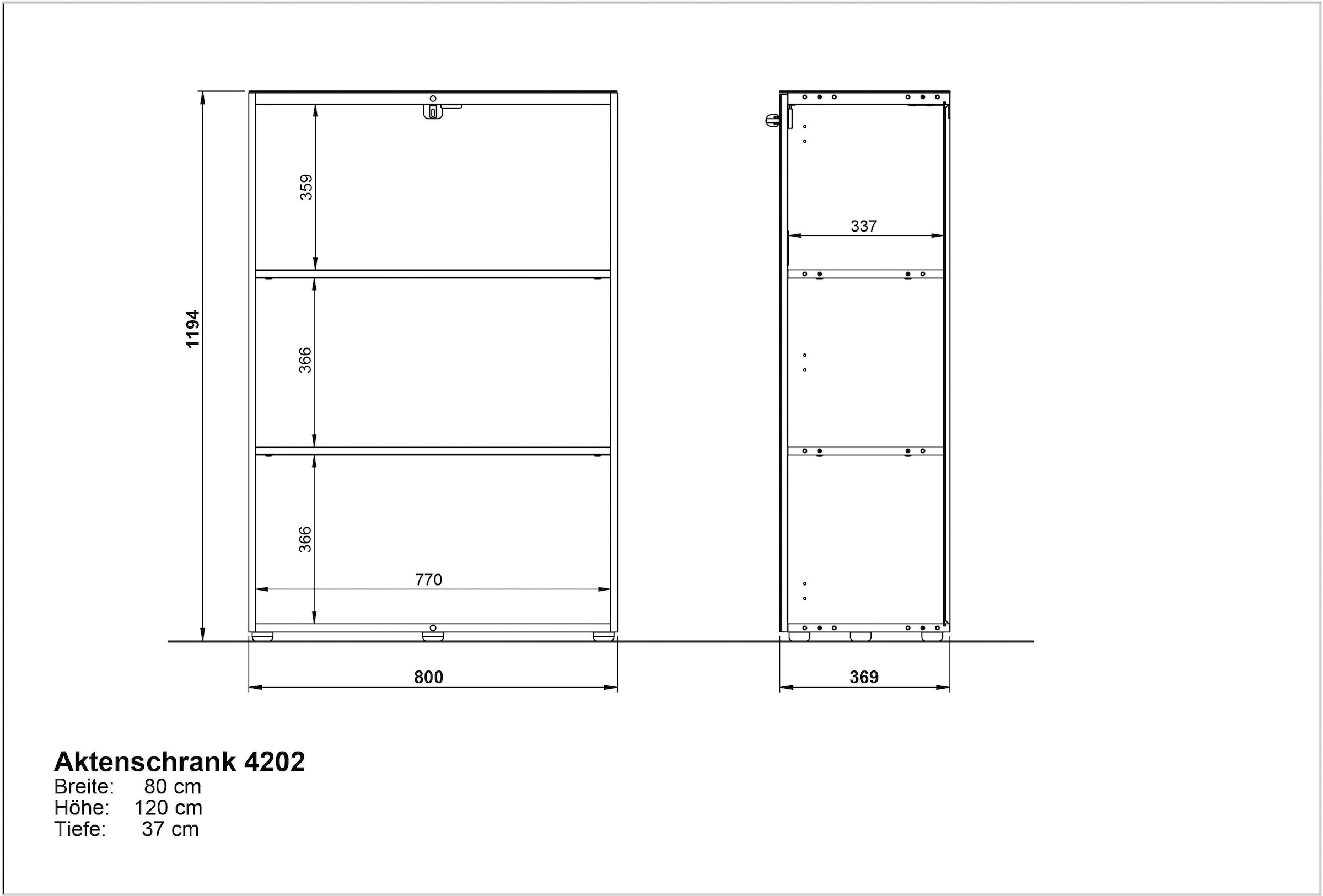 GERMANIA Aktenschrank »GW-Monteria«, (in 2 Höhen), Türen mit Glas-Auflage, abschließbar, Breite 80 cm, Made in Germany