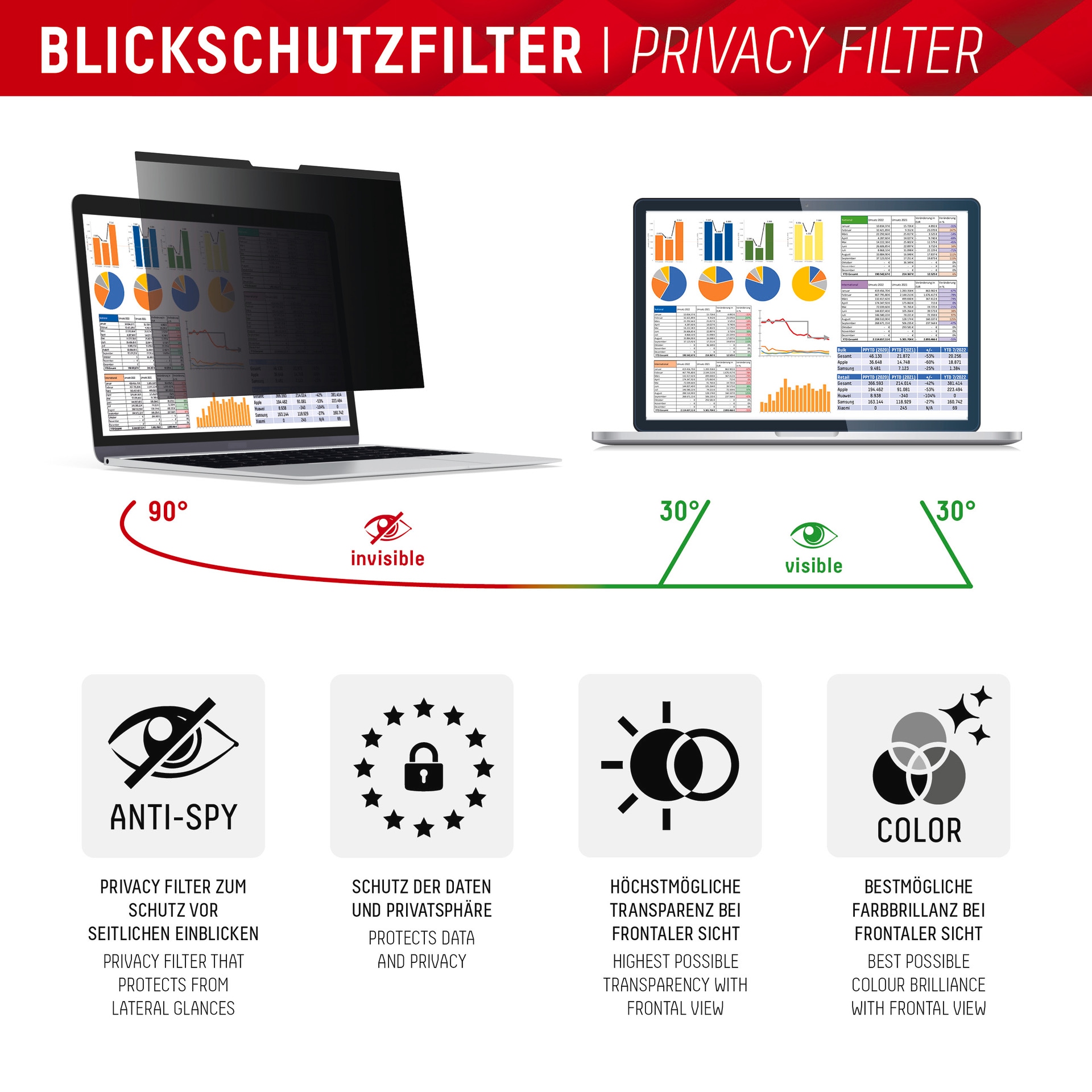 Displex Displayschutzfolie »Privacy Safe - Universal 13,3, 16:9«, Blickschutzfilter