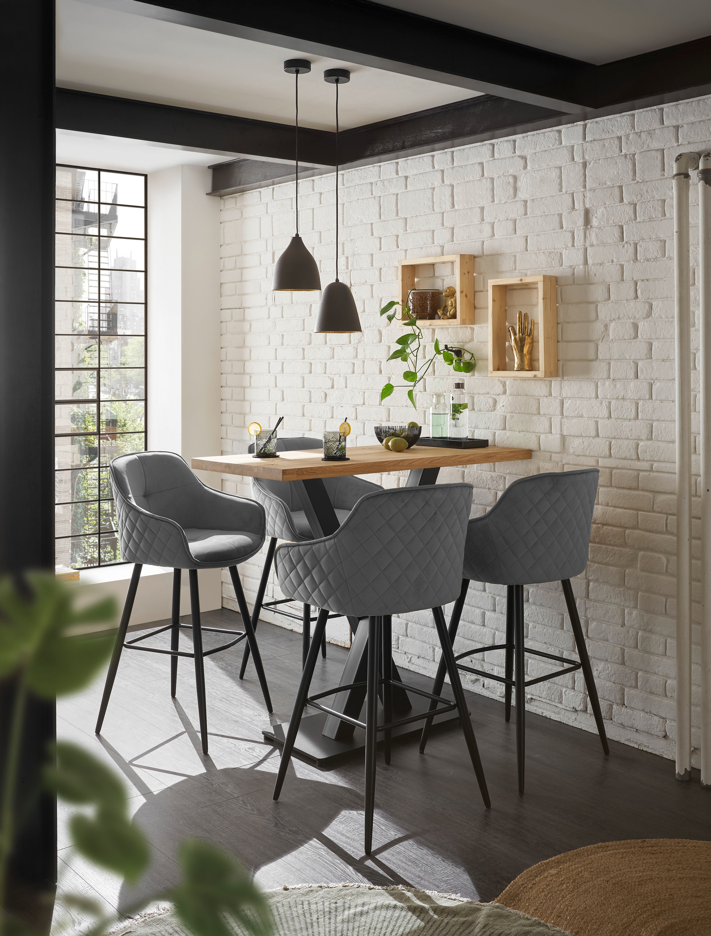 Stolkom Bartisch »Duke Eiche Massivholz geölt, Hochtisch BxHxT 120x104x60 cm«, Gerade Kante, Eiche Massivholz geölt durchgehende Lamelle