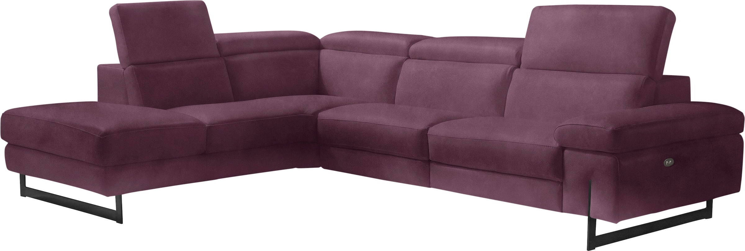 Egoitaliano Ecksofa "Candice, elegant, edel und bequem, erstklassiger Sitzkomfort, L-Form" inkl. 2 elektrischer Relaxfunktionen, Bedienung über Taste an Armlehne