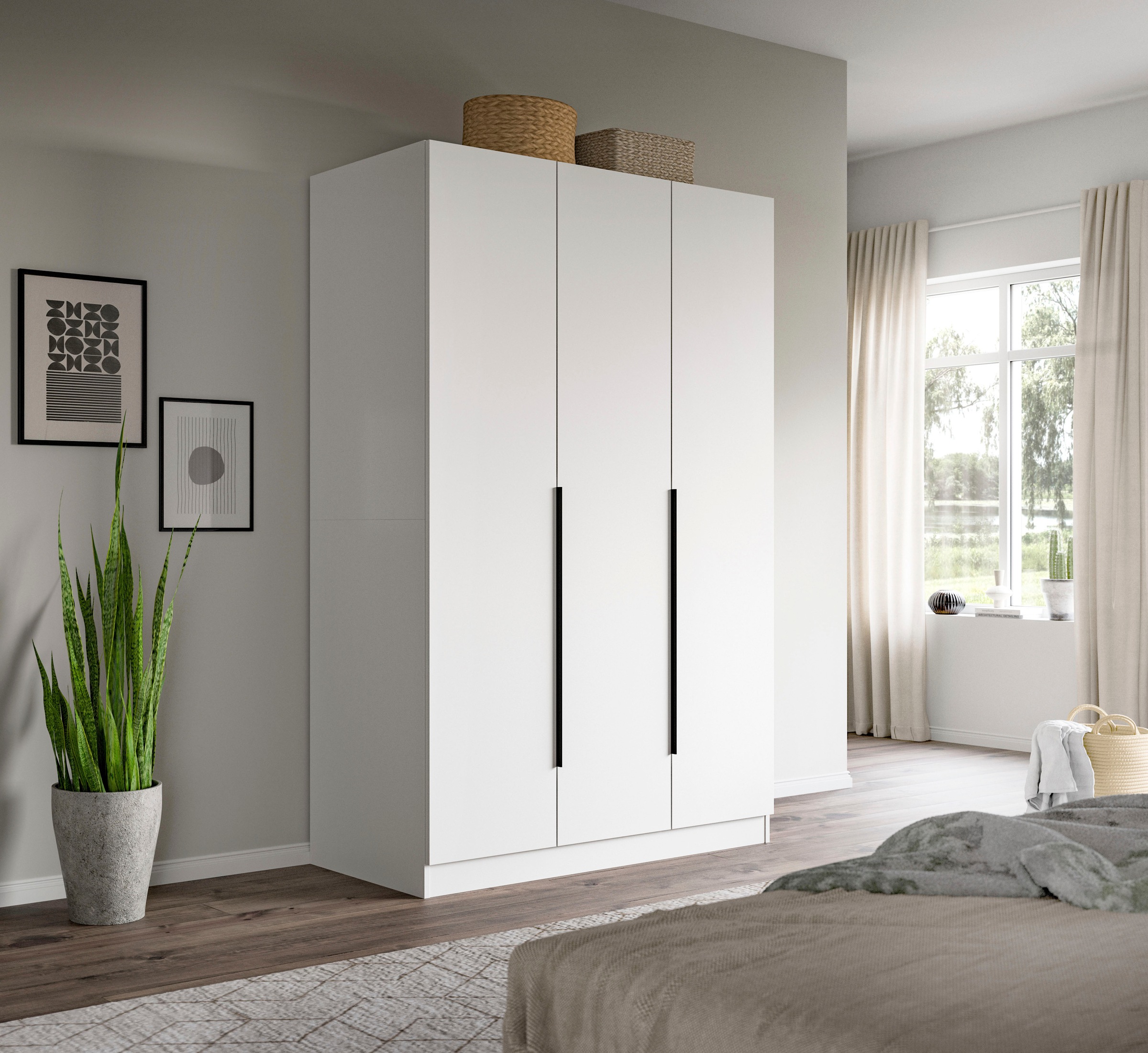 Home affaire Kleiderschrank »Skarde Schlafzimmerschrank, Garderobe, Schrank, Bestseller«, (Otto Bestseller Garderobe Schlafzimmerschrank), Breite: 120 cm, weiß, Kleiderstange 4 Böden