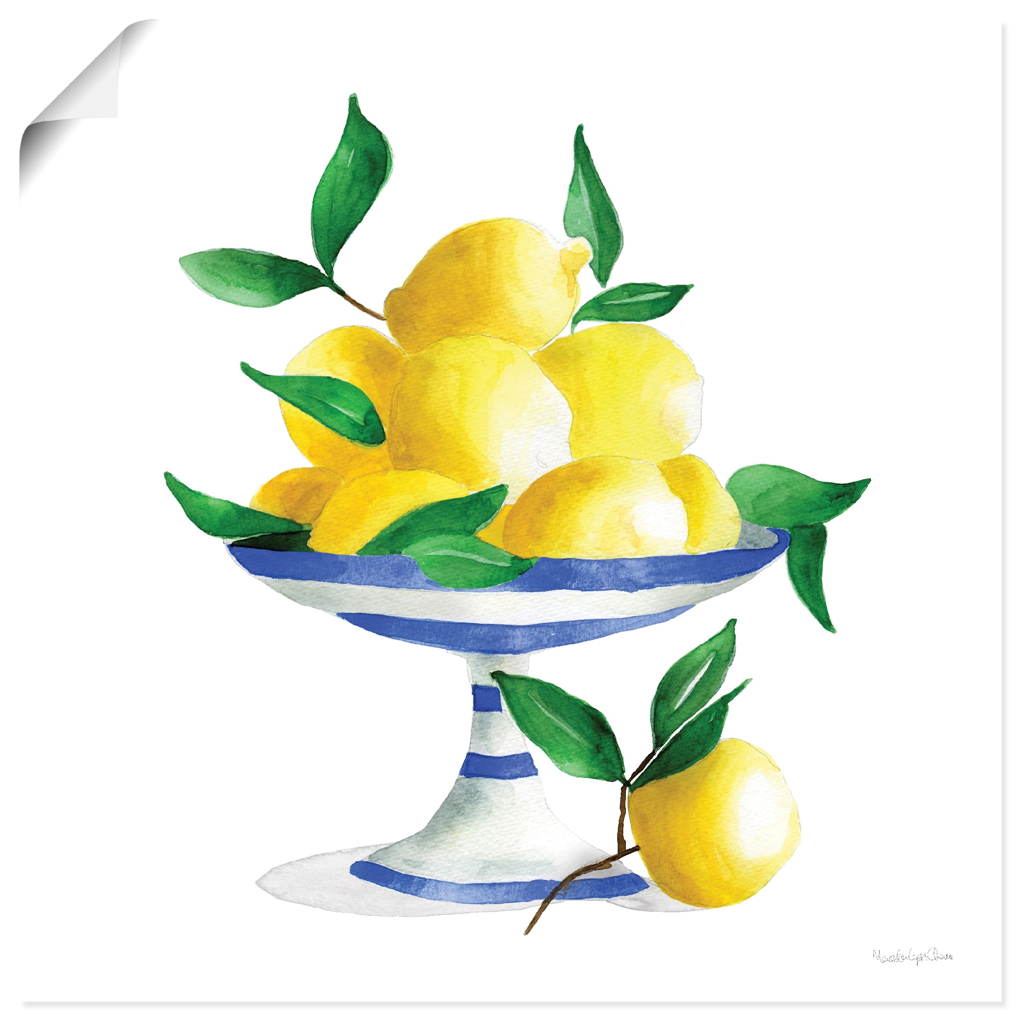 Wandbild ARTLAND "Spanish Lemons II", farbe bild(er): gelb, B:100cm H:100cm, Papier, Bilder, als Alubild, Leinwandbild, Poster, Wandaufkleber in verschied. Größen