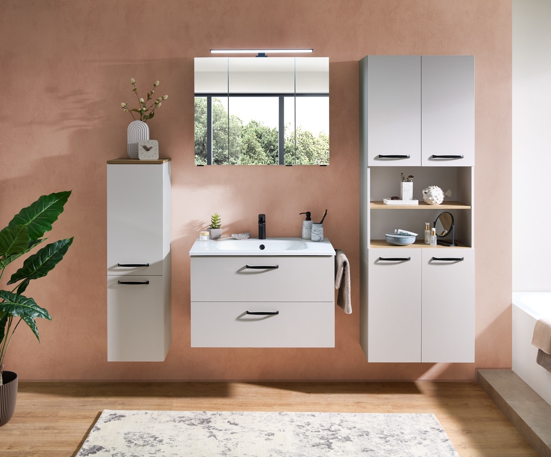 Saphir Midischrank »Quickset 500, Badschrank 32,4 cm breit, 2 Türen« 2 Einlegeböden, Badezimmer-Midischrank