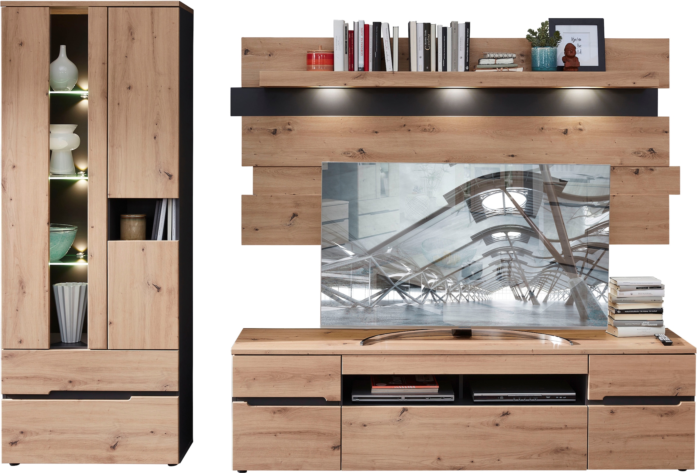 Innostyle TV-Schrank, Bicolour Eiche Artisan Absetzung graphit