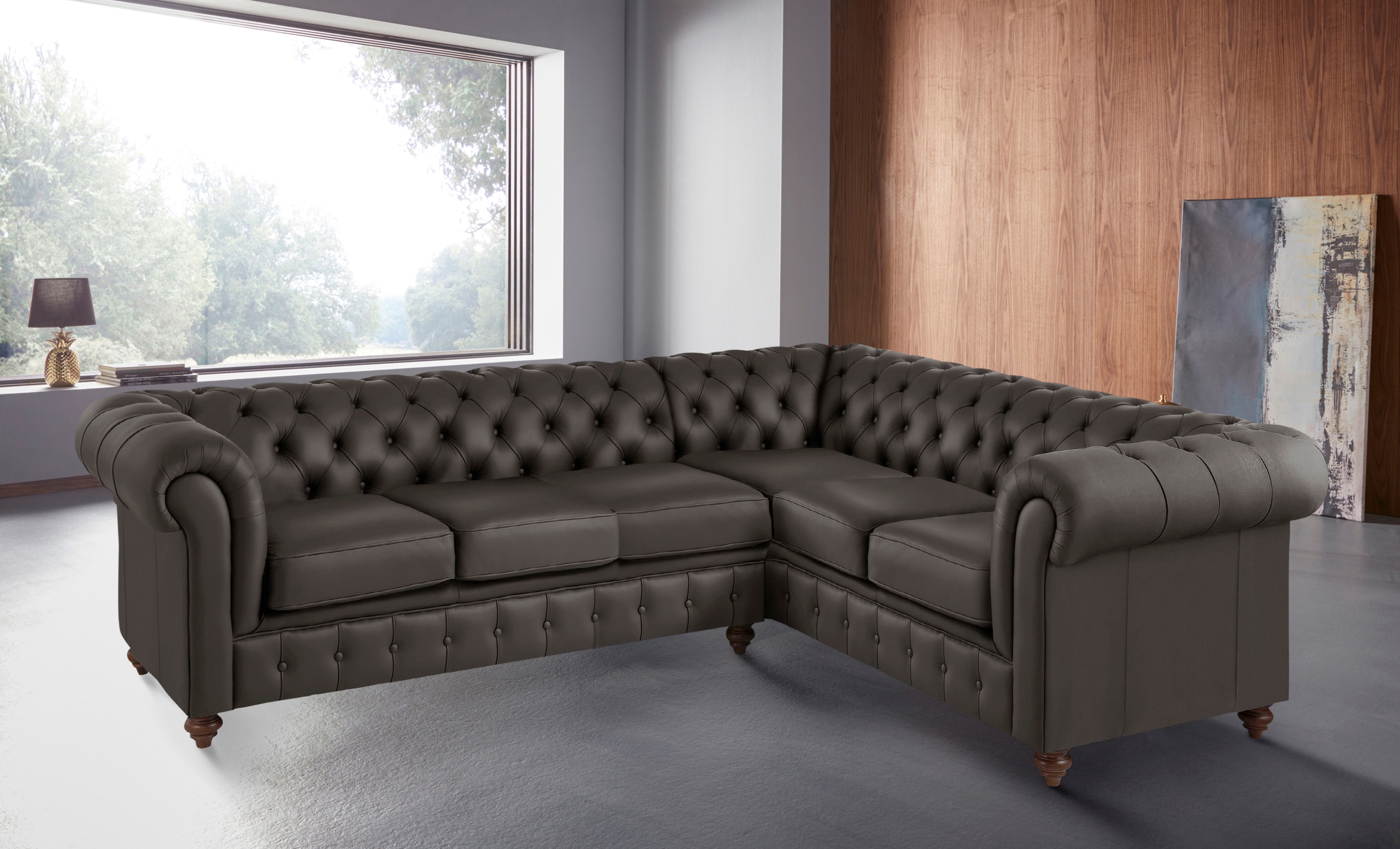 Home affaire Chesterfield-Sofa »Chesterfield Ecksofa, auch in Leder L-Form«, hochwertige Knopfheftung, langer Schenkel links oder rechts wählbar