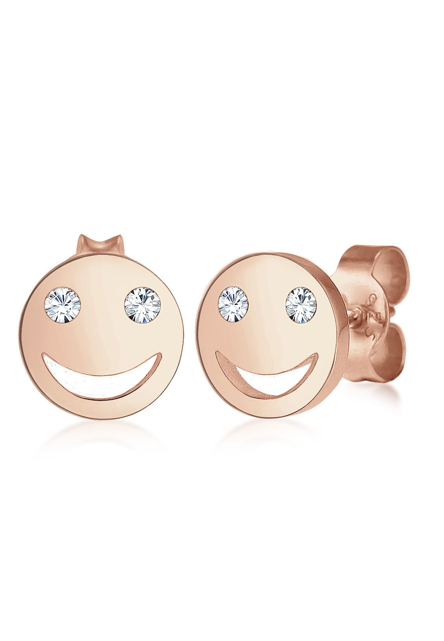 Paar Ohrstecker ELLI "mit Smiling Face 925 Silber, mit Kristallen von Swarovski", rosa (rosegold), Ohrringe, Damen, onesize,mit Steinen, Silber 925 (Sterlingsilber)