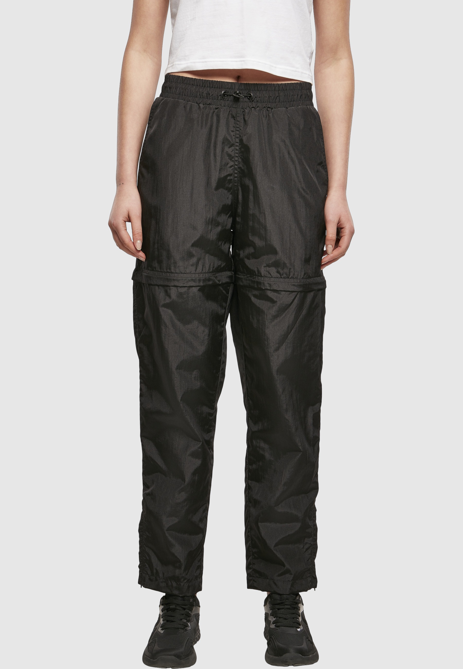 URBAN CLASSICS Stoffhose »Urban Classics Damen Ladies Shiny Crinkle Nylon Zip Pants«