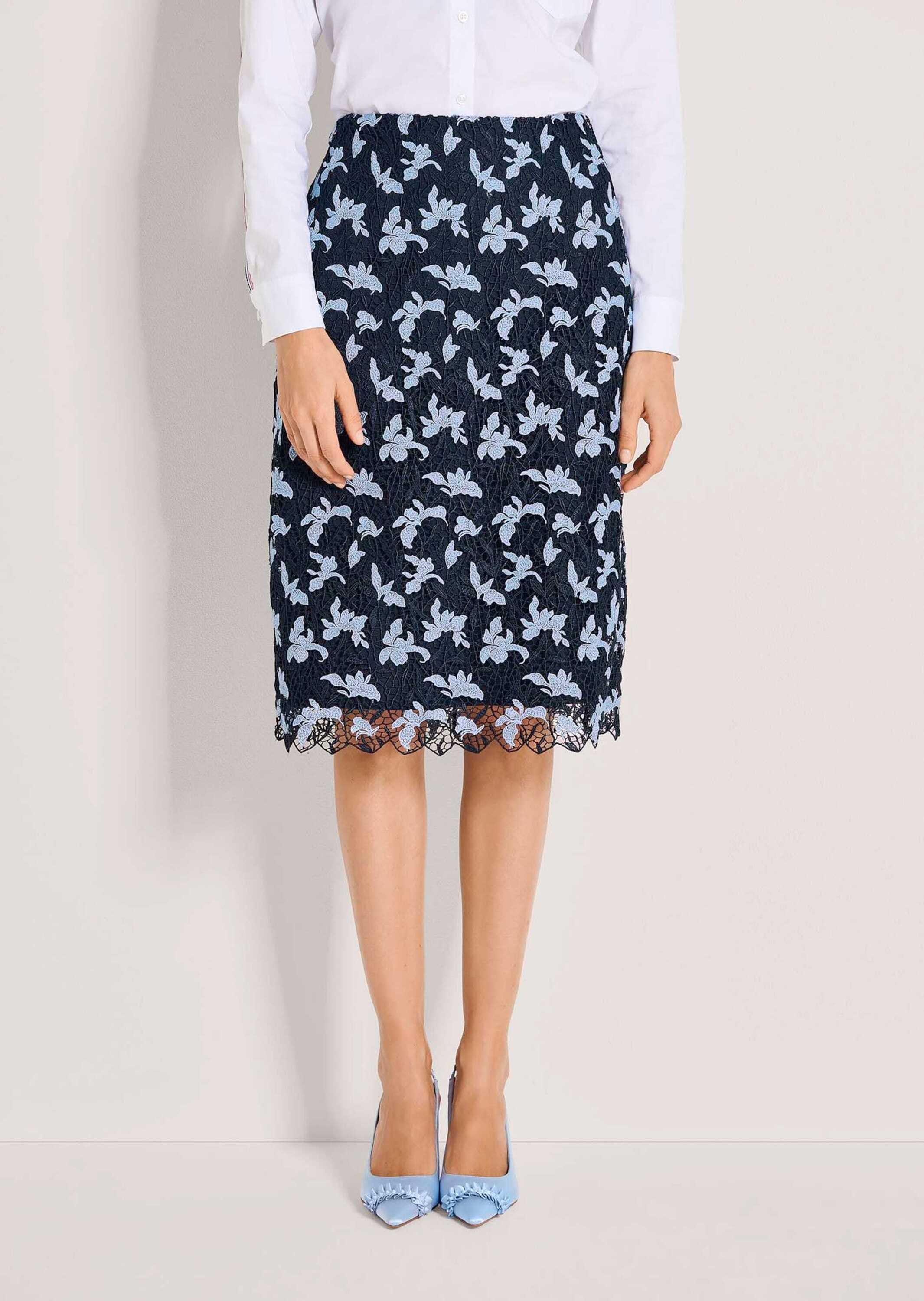 MADELEINE Bleistiftrock »Spitzenrock Midirock mit floralen Akzenten«