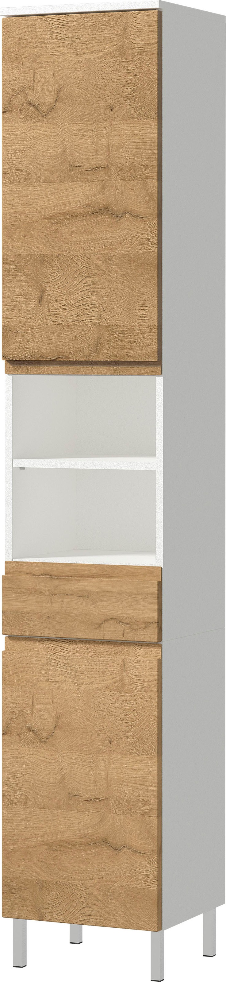 GERMANIA Badmöbel-Set »Torrance«, (3 St.), Waschbecken-Unterschrank, Spiegel mit Beleuchtung und Hochschrank