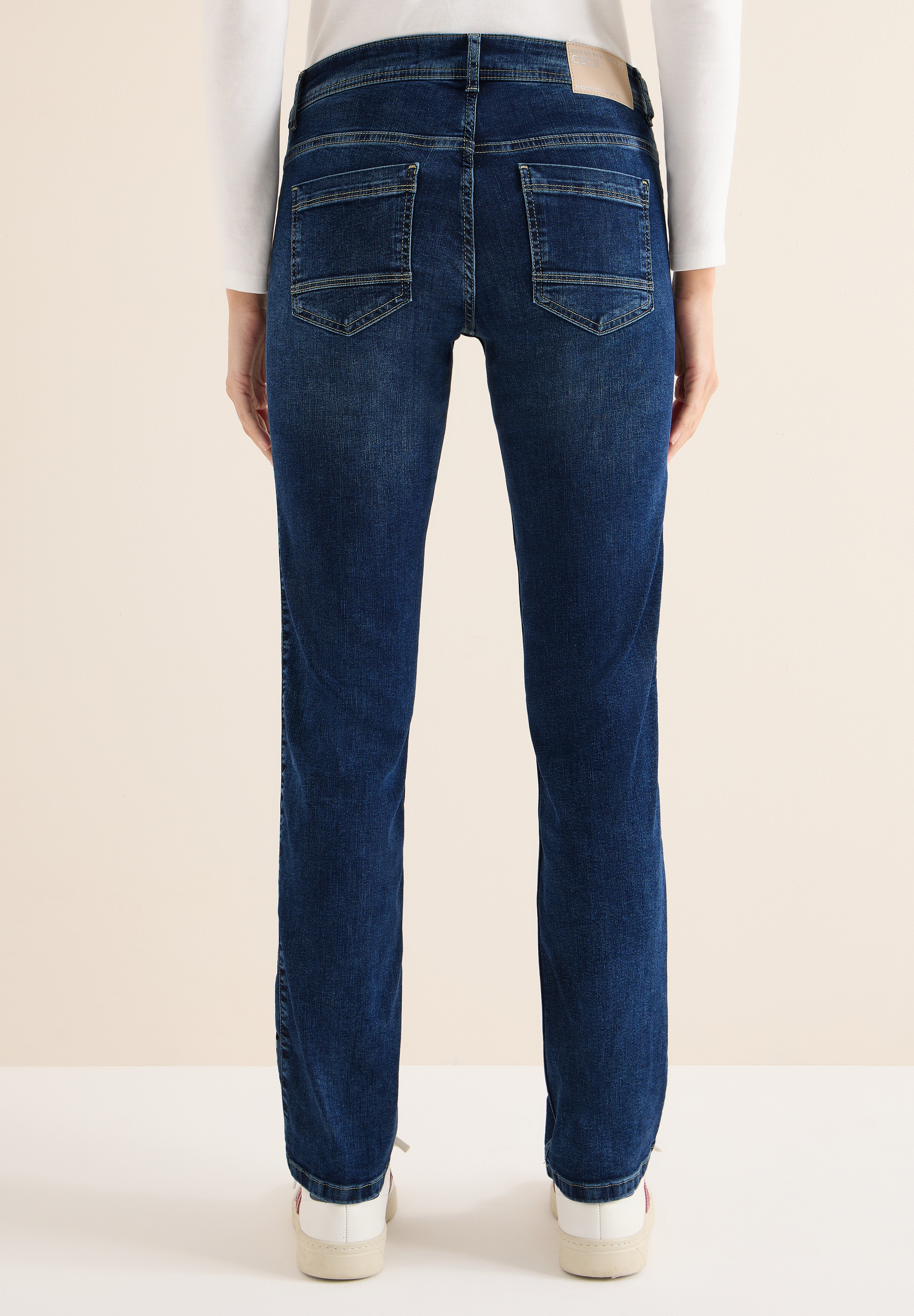 CECIL Damen Comfort-fit-Jeansdunkelblau wash, Gr. 30, unifarben, Jeans, 82% Baumwolle, 15% Polyester, 3% Elasthan, Jeans, Middle Waist